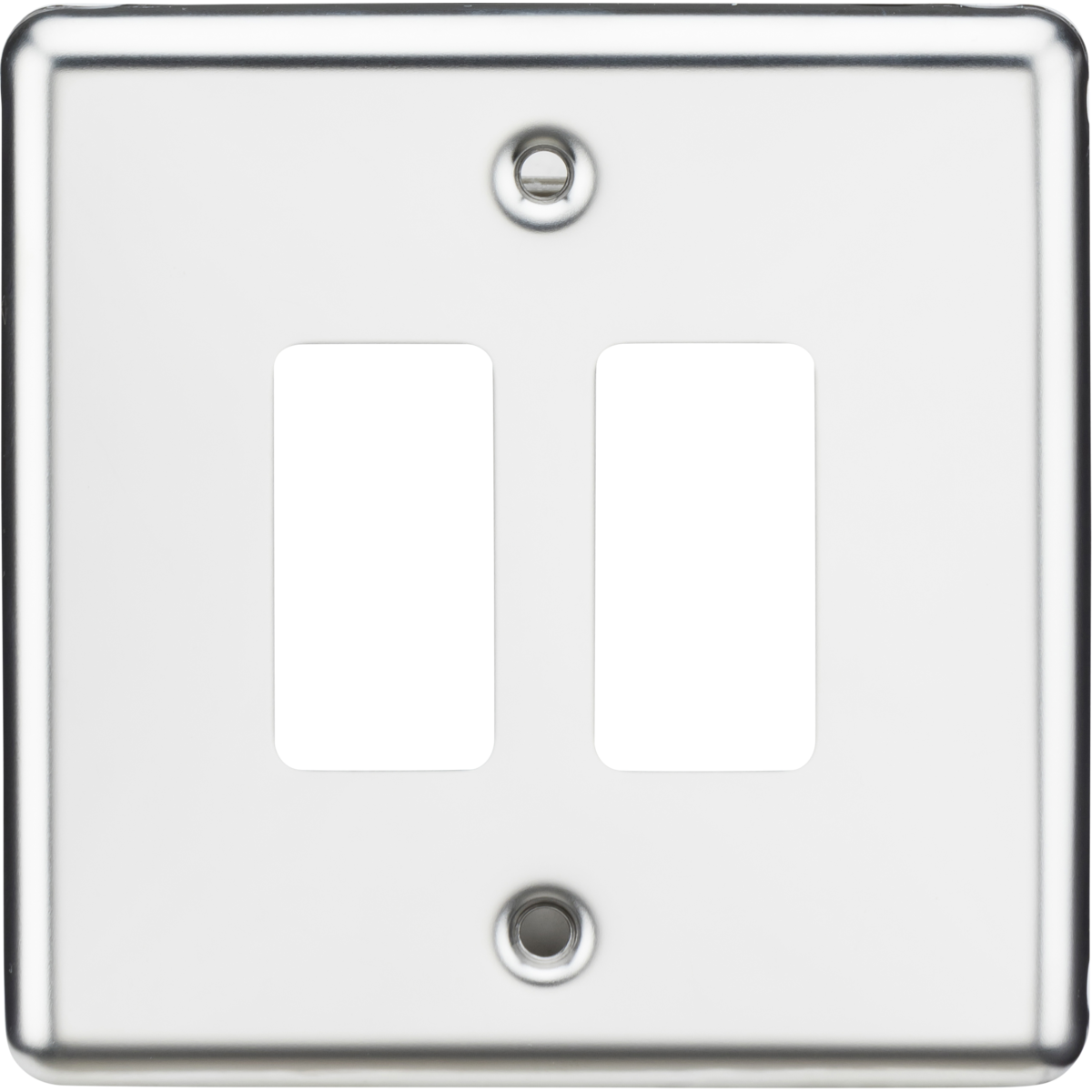 Knightsbridge GDCL2PC 2G Grid Faceplate Rounded Edge Polished Chrome