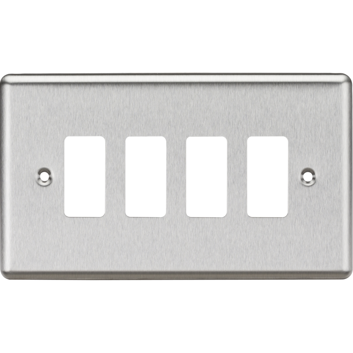 Knightsbridge GDCL4BC 4G Grid Faceplate Rounded Edge Brushed Chrome