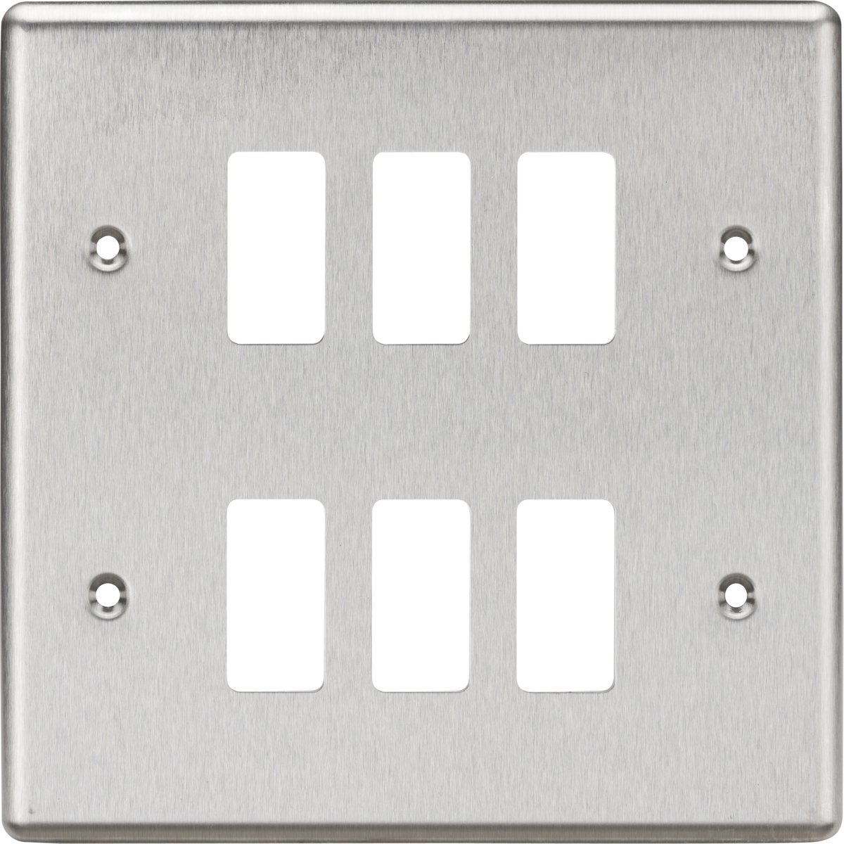 Knightsbridge GDCL6BC 6G Grid Faceplate Rounded Edge Brushed Chrome