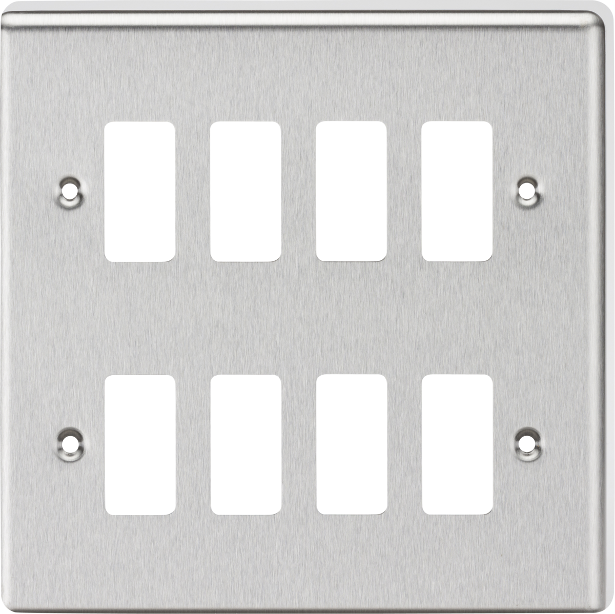 Knightsbridge GDCL8BC 8G Grid Faceplate Rounded Edge Brushed Chrome