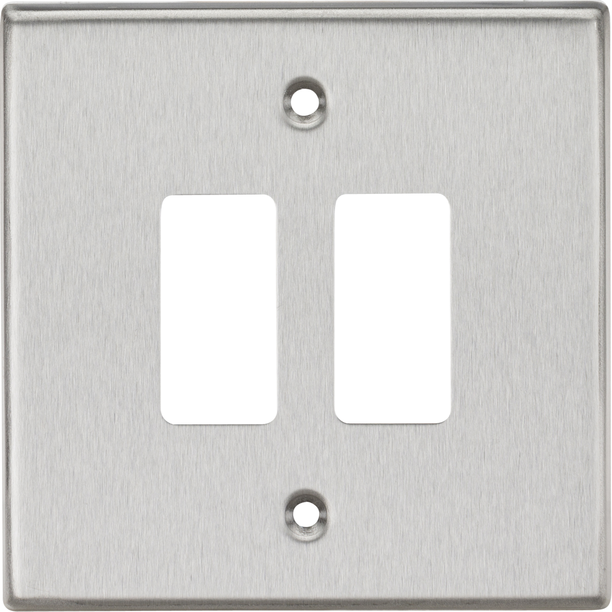 Knightsbridge GDCS2BC 2G Grid Faceplate Brushed Chrome