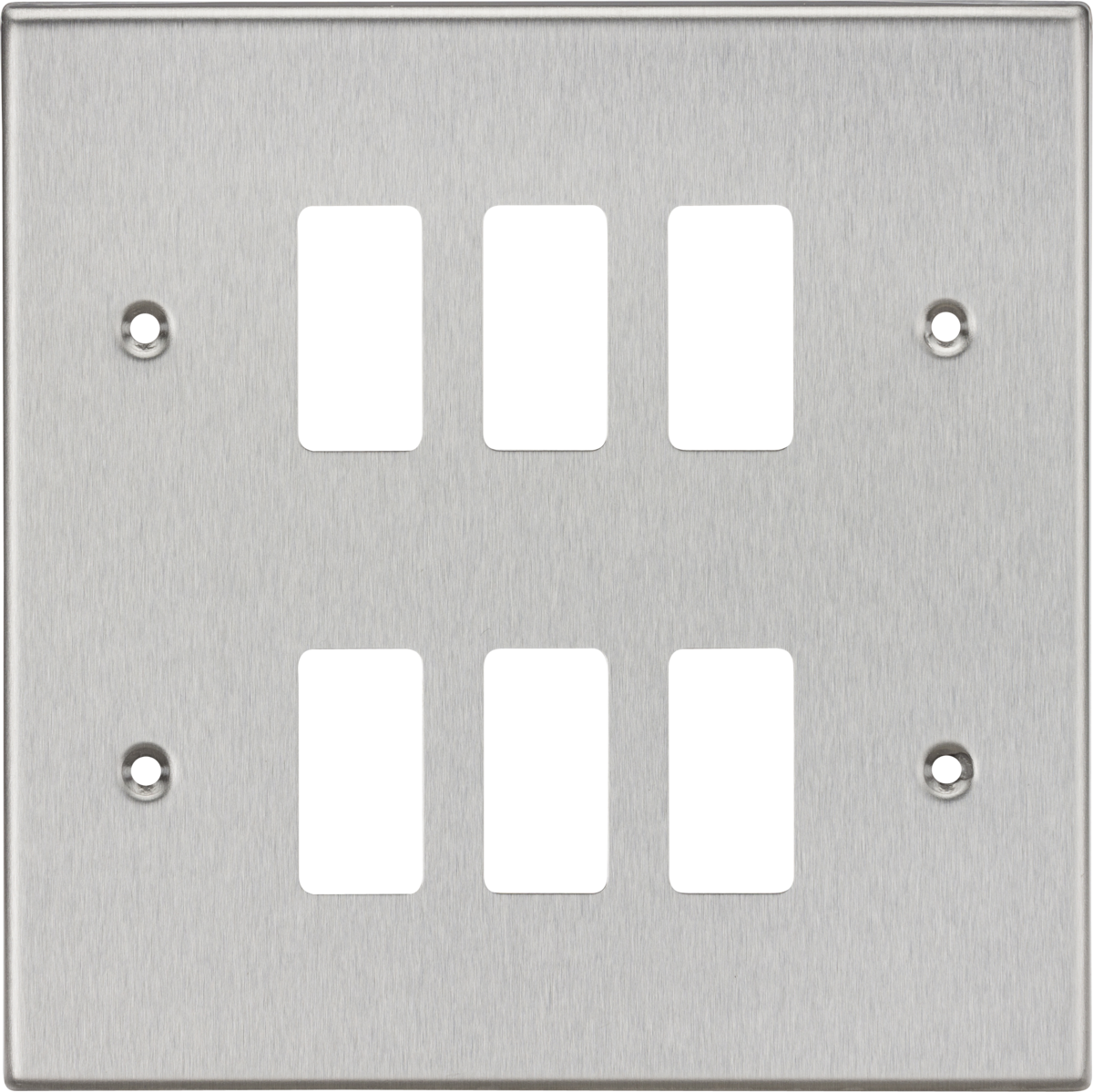 Knightsbridge GDCS6BC 6G Grid Faceplate Brushed Chrome