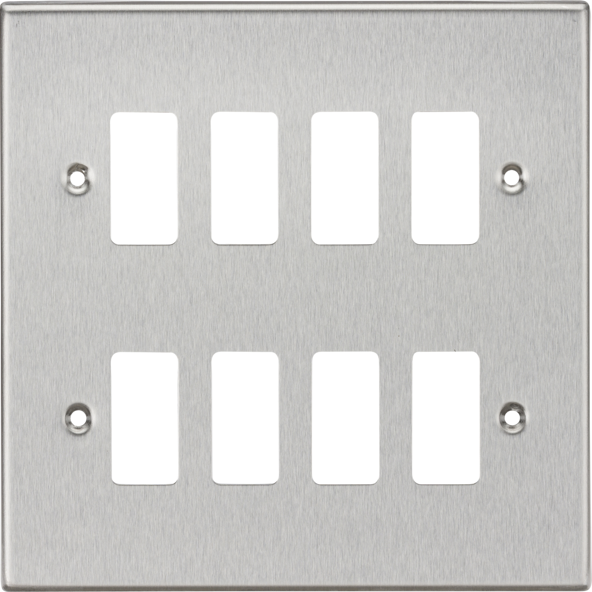 Knightsbridge GDCS8BC 8G Grid Faceplate Brushed Chrome