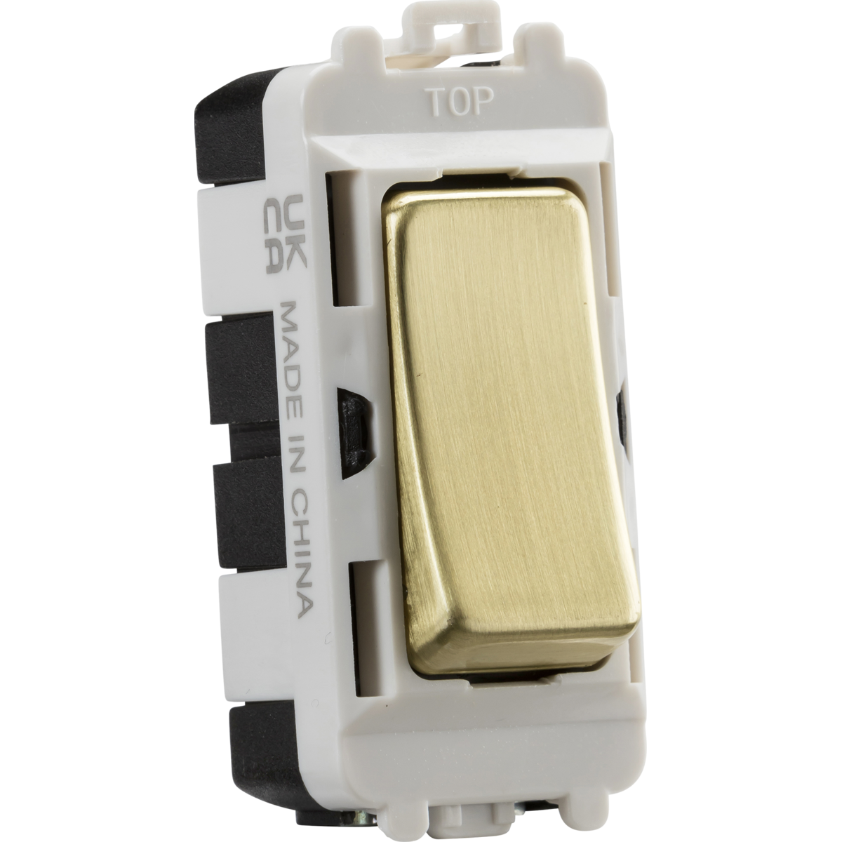 Knightsbridge GDM001BB 20AX 2 way SP grid module - brushed brass