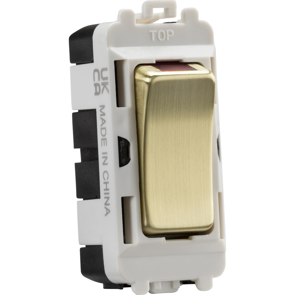 Knightsbridge GDM003BB 20AX DP grid module with LED indicator - brushed brass