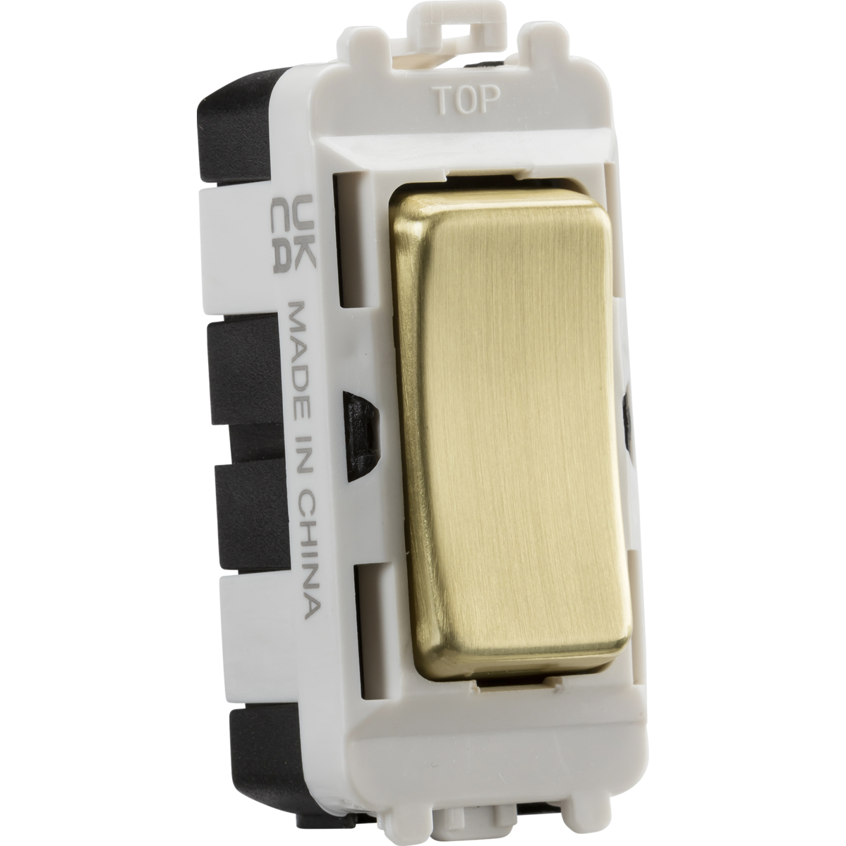Knightsbridge GDM004BB 20AX 2 way SP module (centre off) - brushed brass