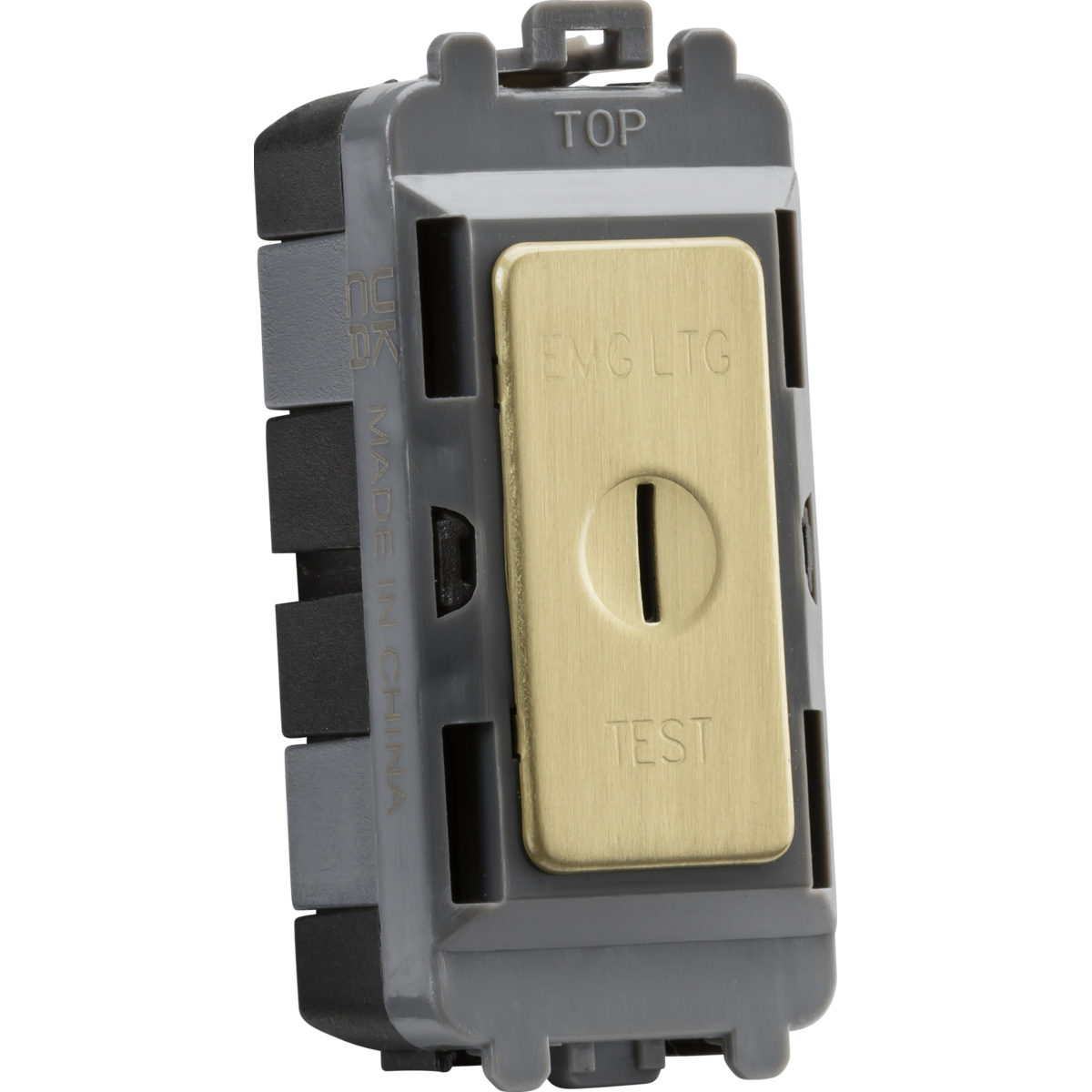 Knightsbridge GDM007BB 20AX 2 way SP key module (marked EMG LTG TEST) - brushed brass