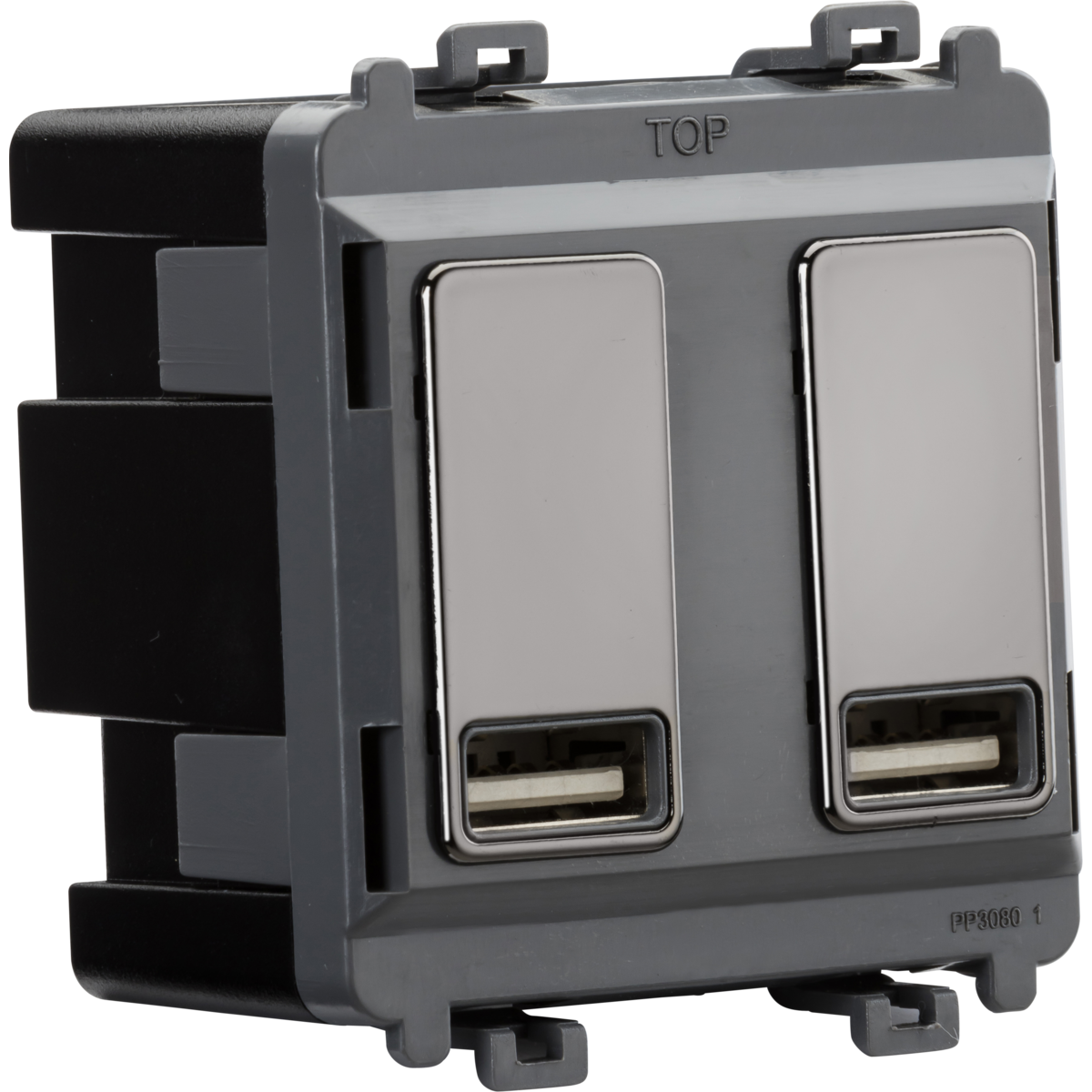 Knightsbridge GDM016BN Dual USB charger module (2 x grid positions) 5V 2.4A (shared) - black nickel