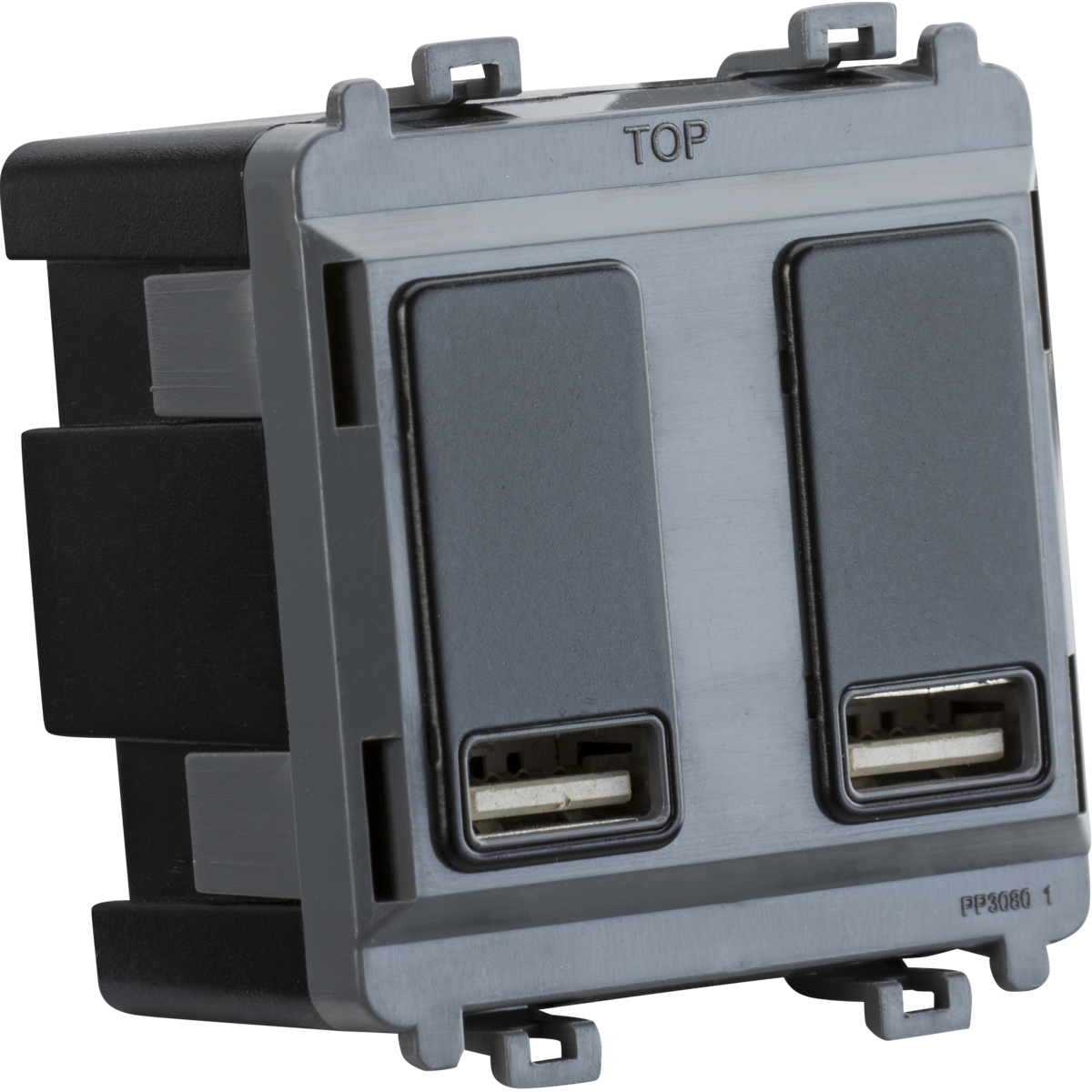 Knightsbridge GDM016MB Dual USB charger module (2 x grid positions) 5V 2.4A (shared) - matt black