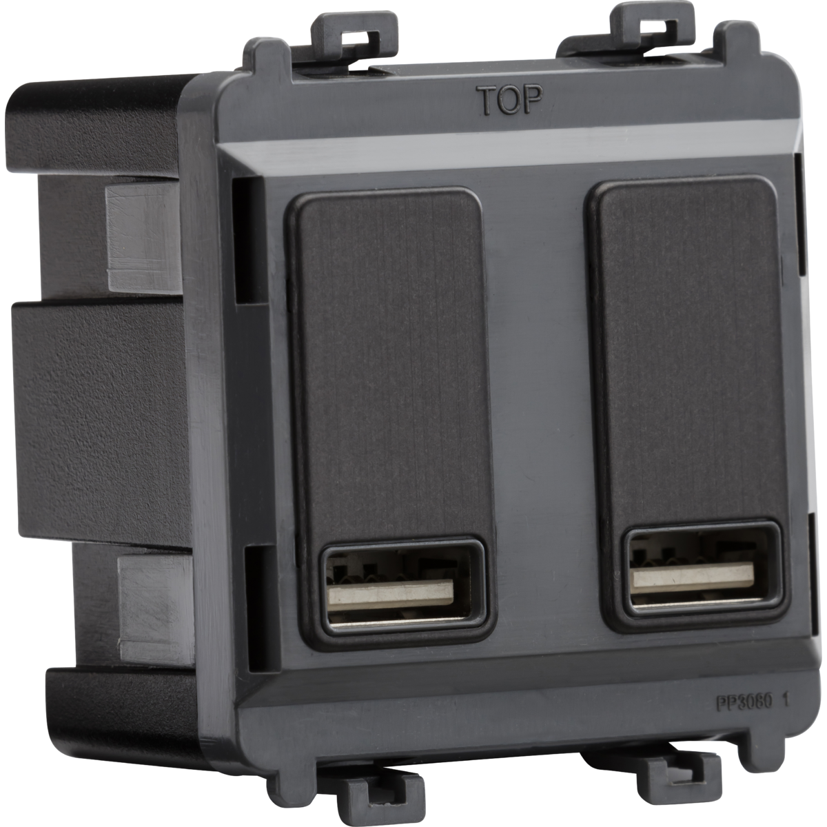 Knightsbridge GDM016SB Dual USB charger module (2 x grid positions) 5V 2.4A (shared) - smoked bronze