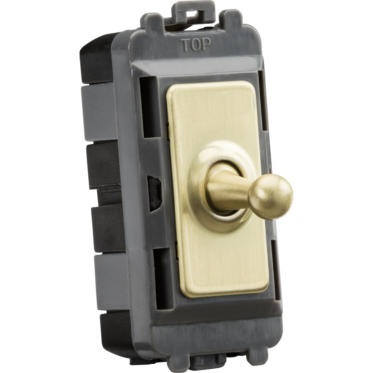 Knightsbridge GDM01TOGBB 20AX 1G 2-way SP Grid Toggle Switch - brushed brass