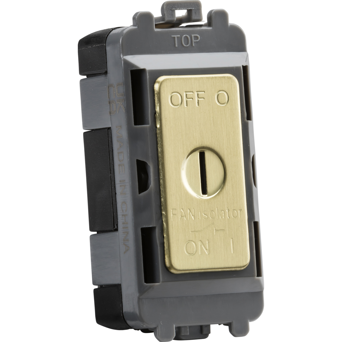 Knightsbridge GDM021BB 10A fan Isolator key switch module brushed brass