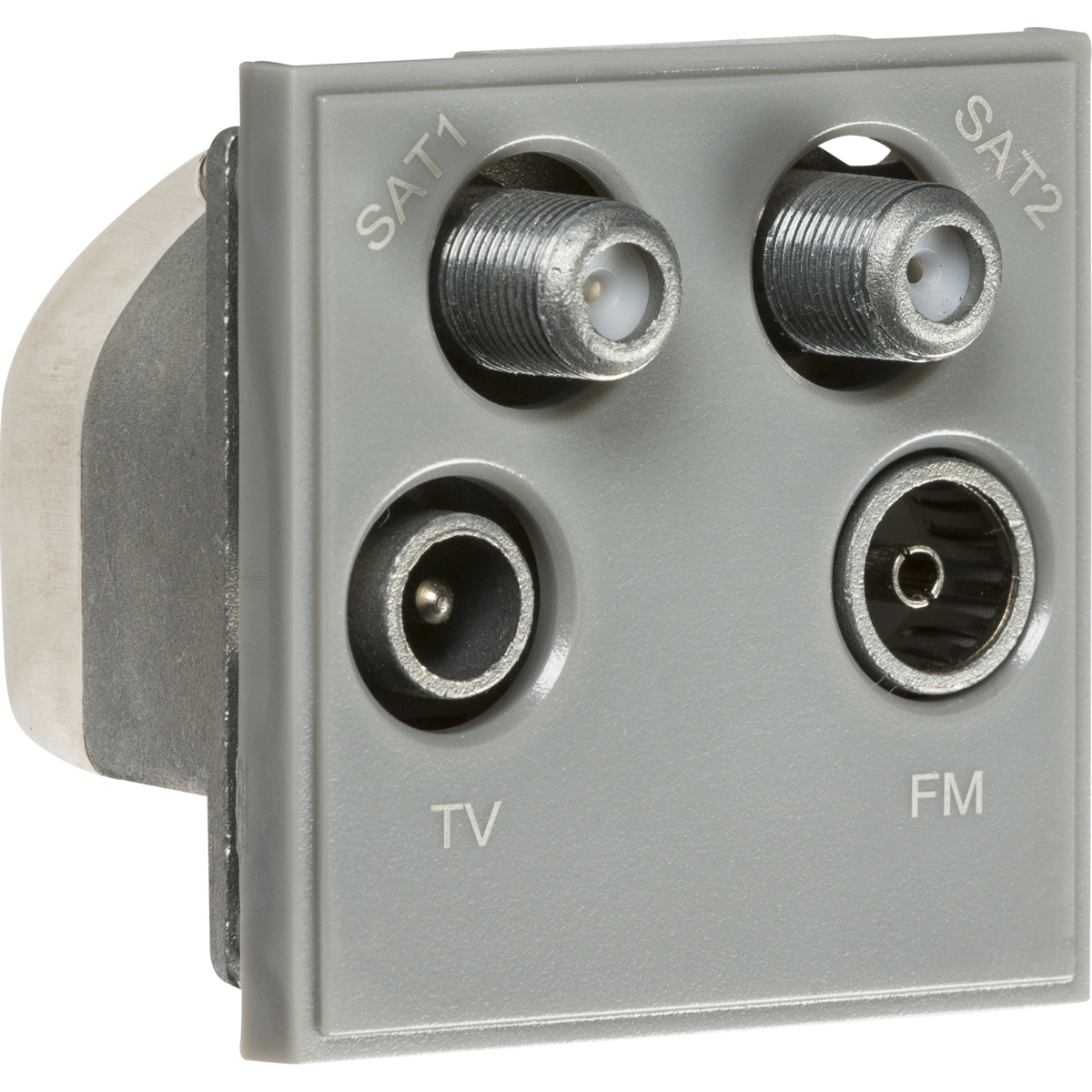 Knightsbridge NETQDGY Quadplexed SAT1/SAT2/TV/FM DAB Outlet Module 50 x 50mm - Grey