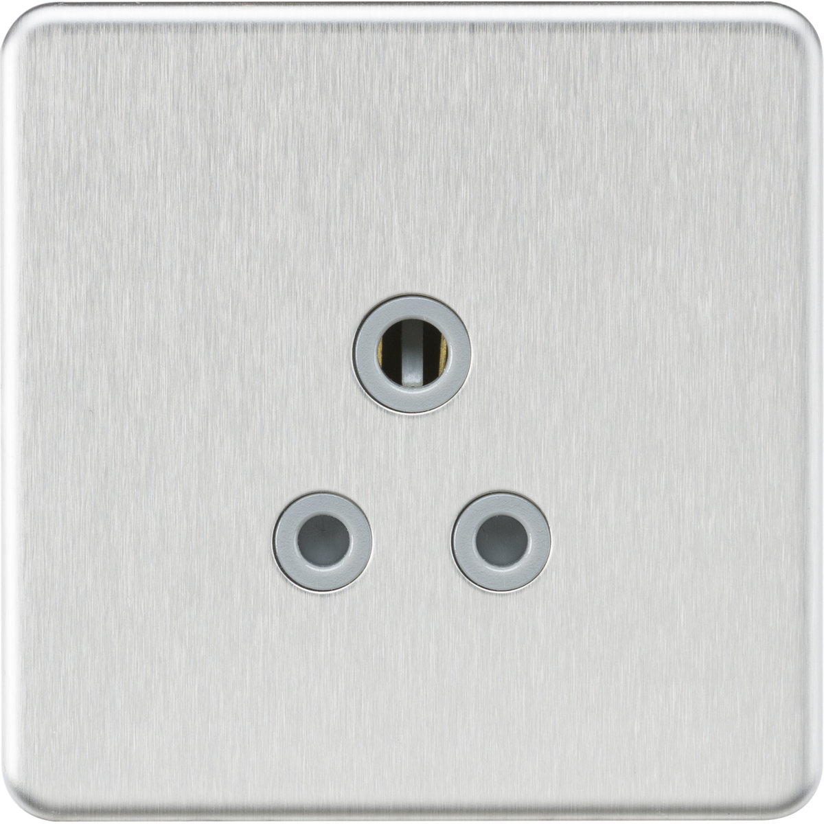 Knightsbridge SF5ABCG 5A Unswitched Round Socket Brushed Chrome with Grey Insert