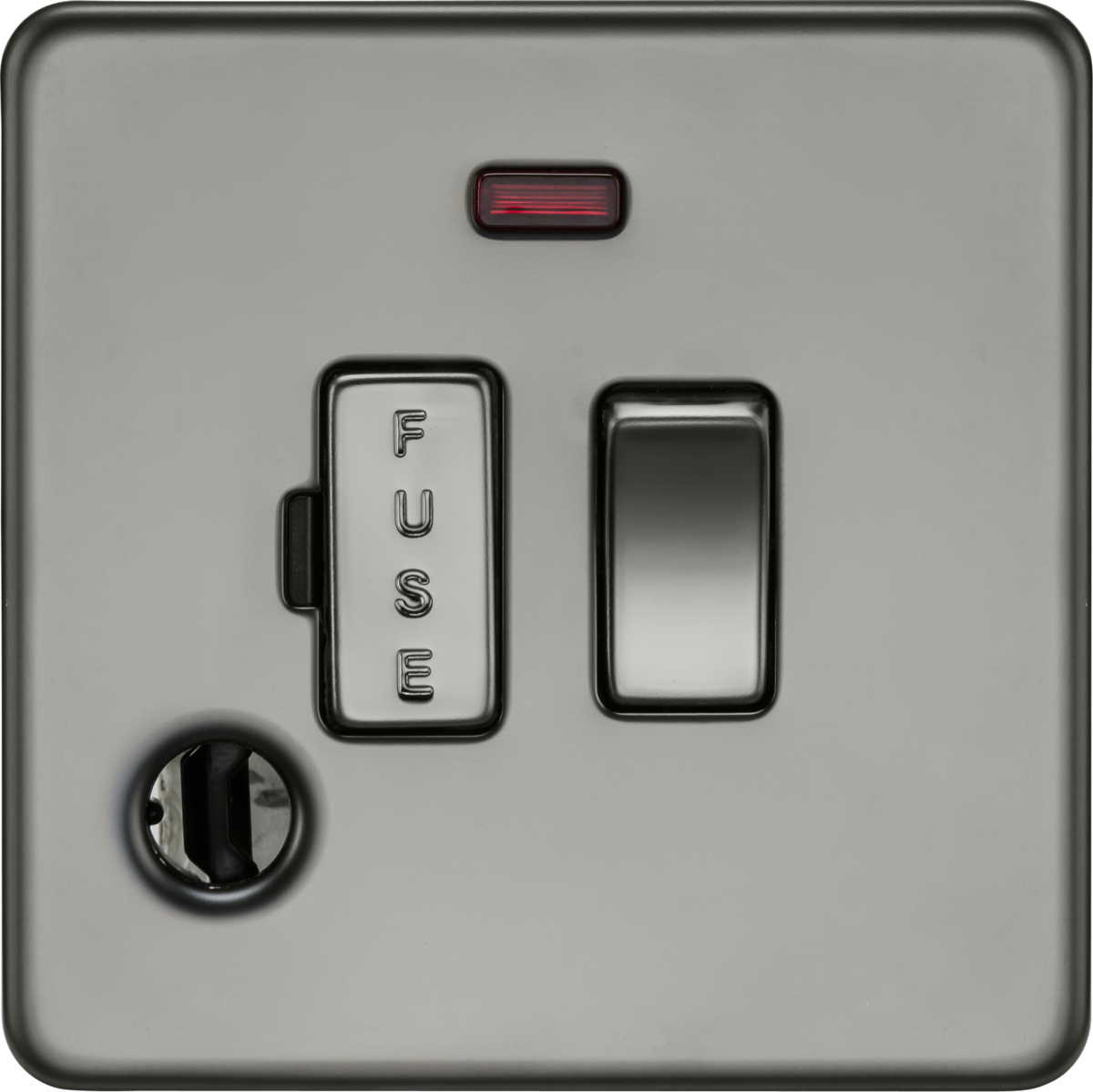 Knightsbridge SF6300FBN 13A Switched Fused Spur with Neon and Flex Outlet Black Nickel