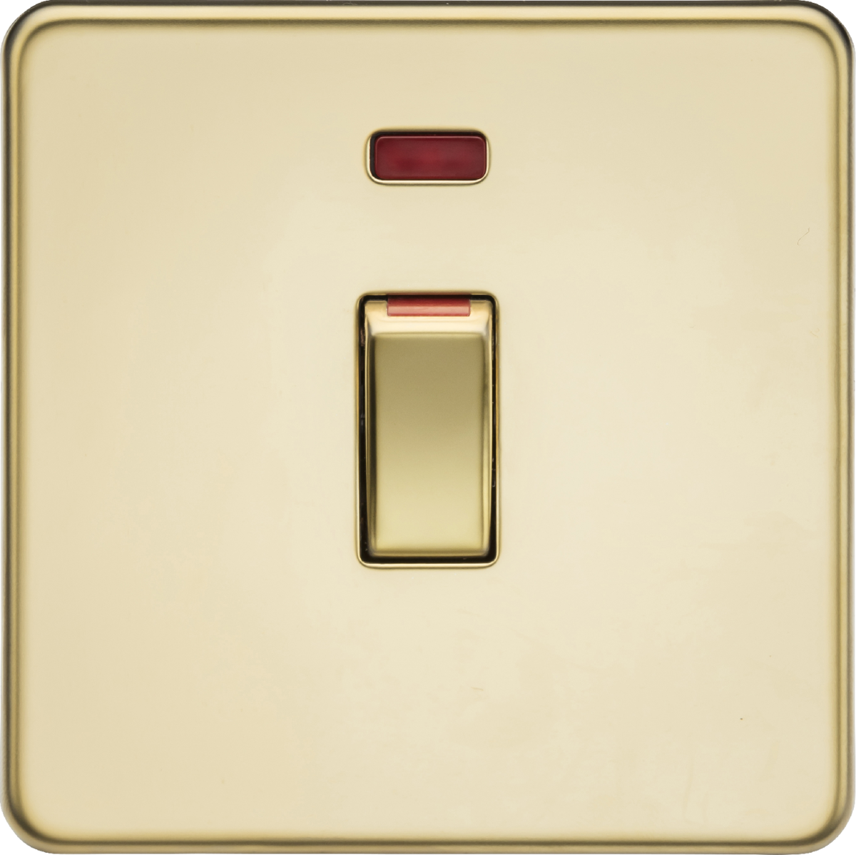 Knightsbridge SF81MNPB 45A DP Switch with Neon (1G size) Polished Brass