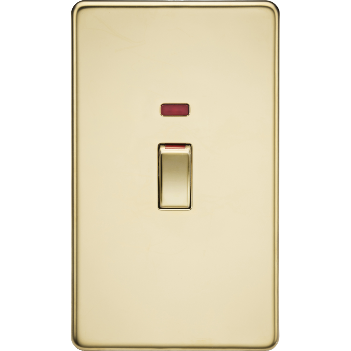 Knightsbridge SF82MNPB 45A DP Switch with Neon (2G size) Polished Brass