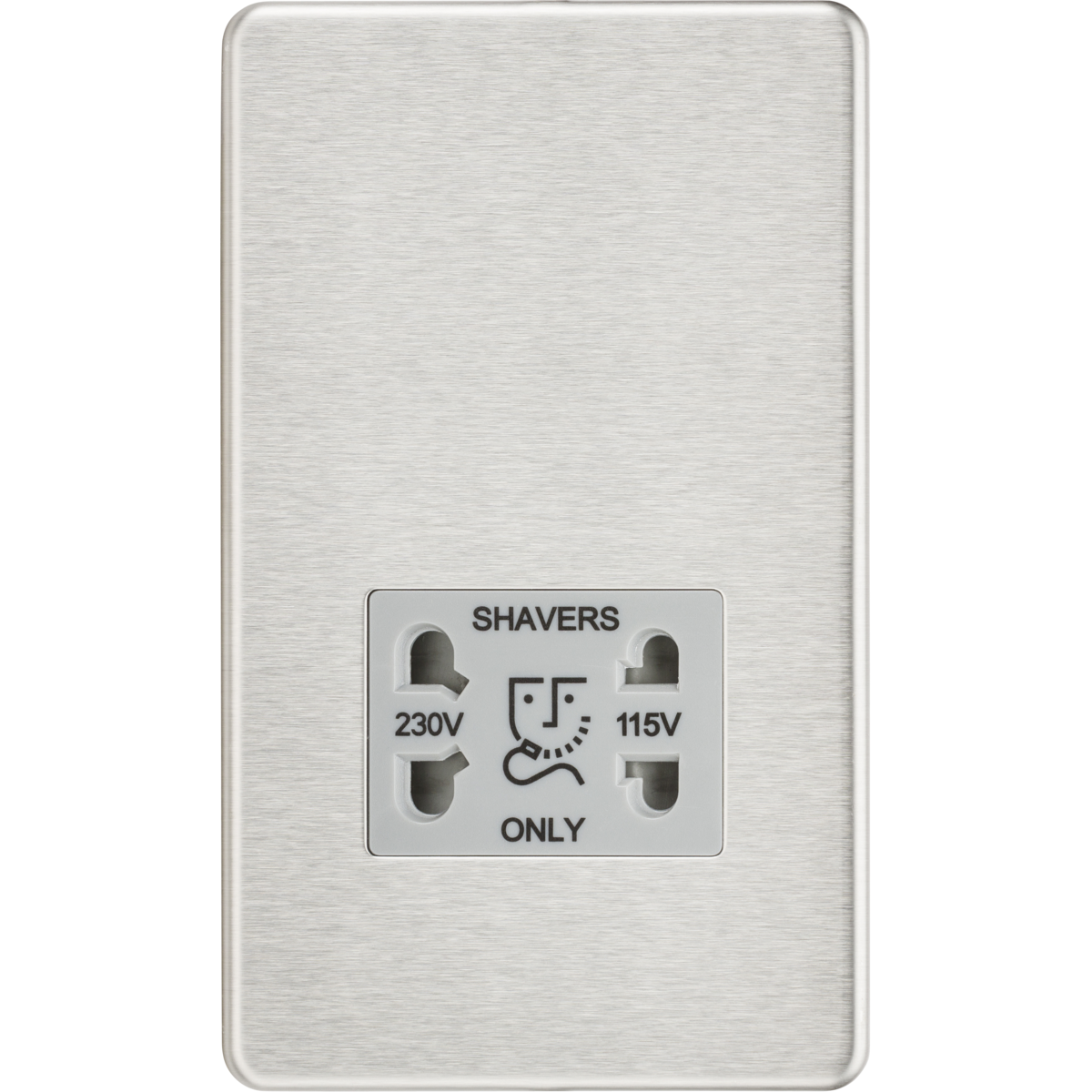 Knightsbridge SF8900BCG 115/230V Dual Voltage Shaver Socket Brushed Chrome with Grey Insert