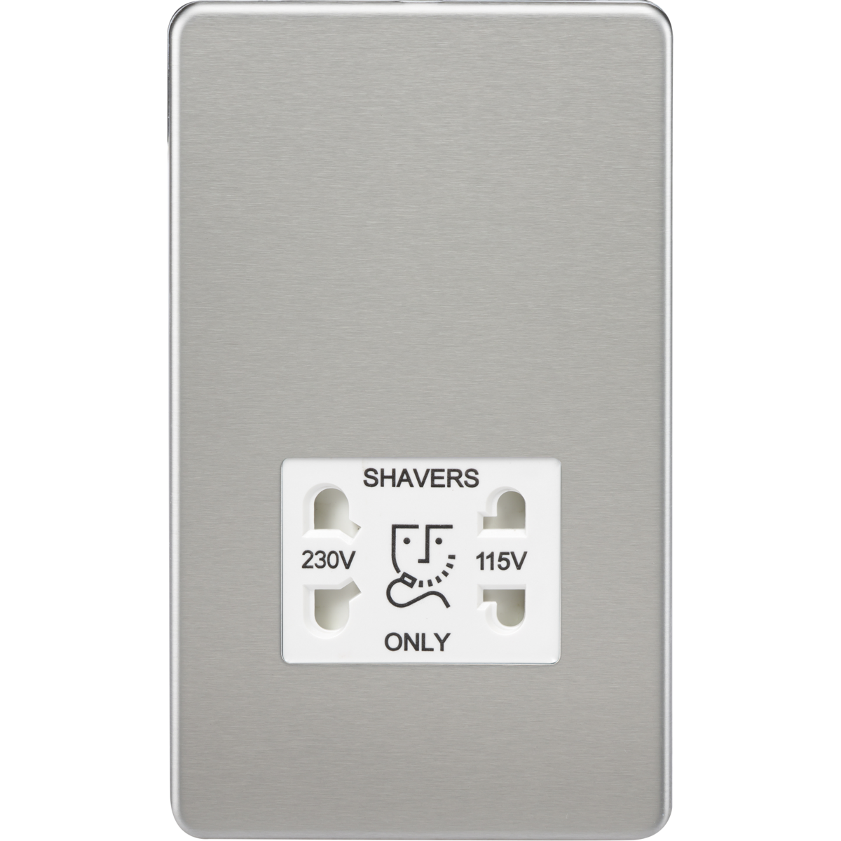 Knightsbridge SF8900BCW 115V/230V Dual Voltage Shaver Socket Brushed Chrome with White Insert