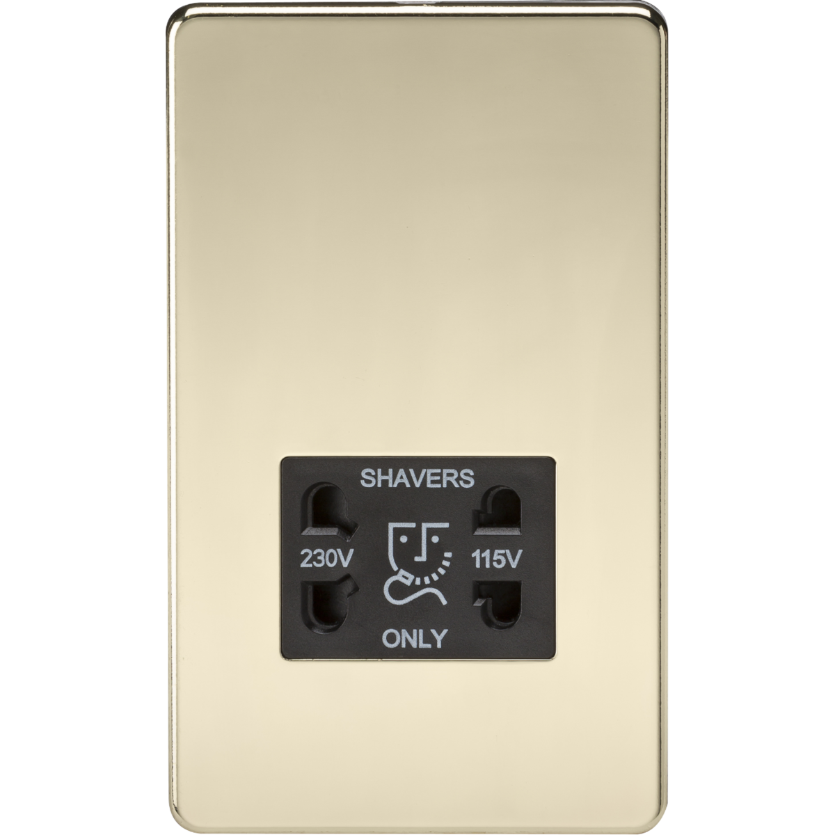 Knightsbridge SF8900PB 115V/230V Dual Voltage Shaver Socket Polished Brass with Black Insert