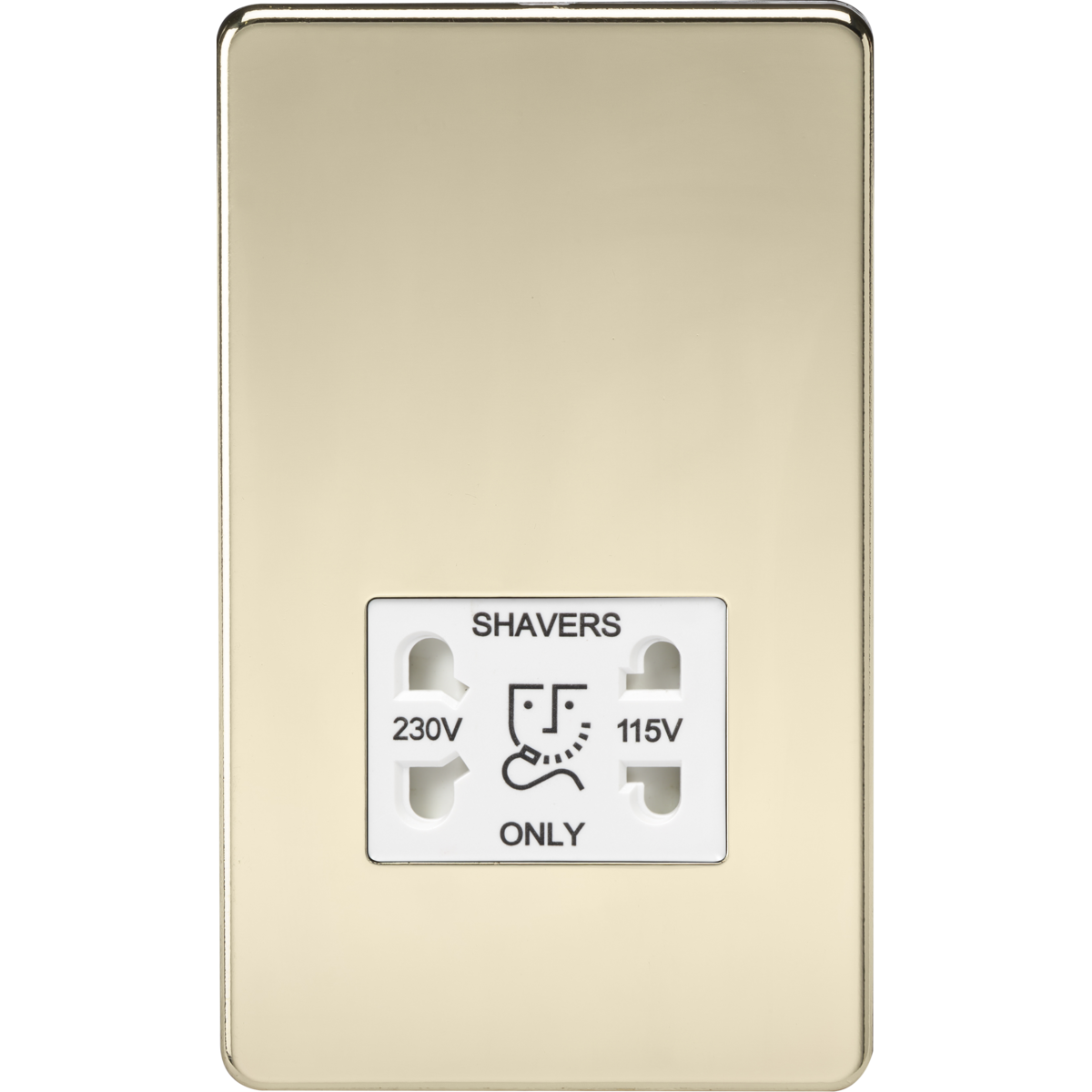 Knightsbridge SF8900PBW 115V/230V Dual Voltage Shaver Socket Polished Brass with White Insert