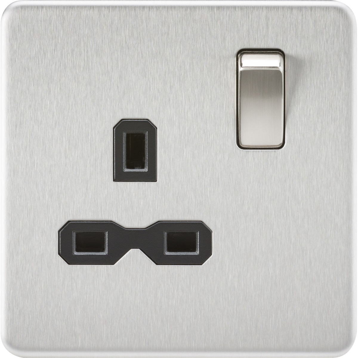 Knightsbridge SFR7000BC 13A 1G DP Switched Socket Brushed Chrome with Black Insert