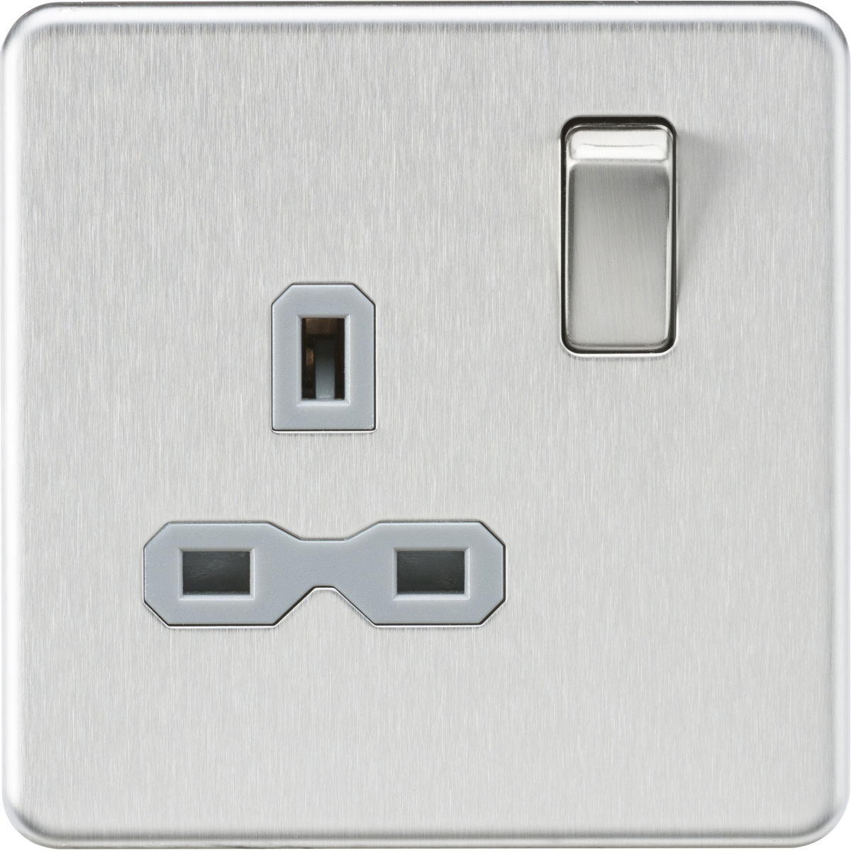 Knightsbridge SFR7000BCG 13A 1G DP Switched Socket Brushed Chrome with Grey Insert