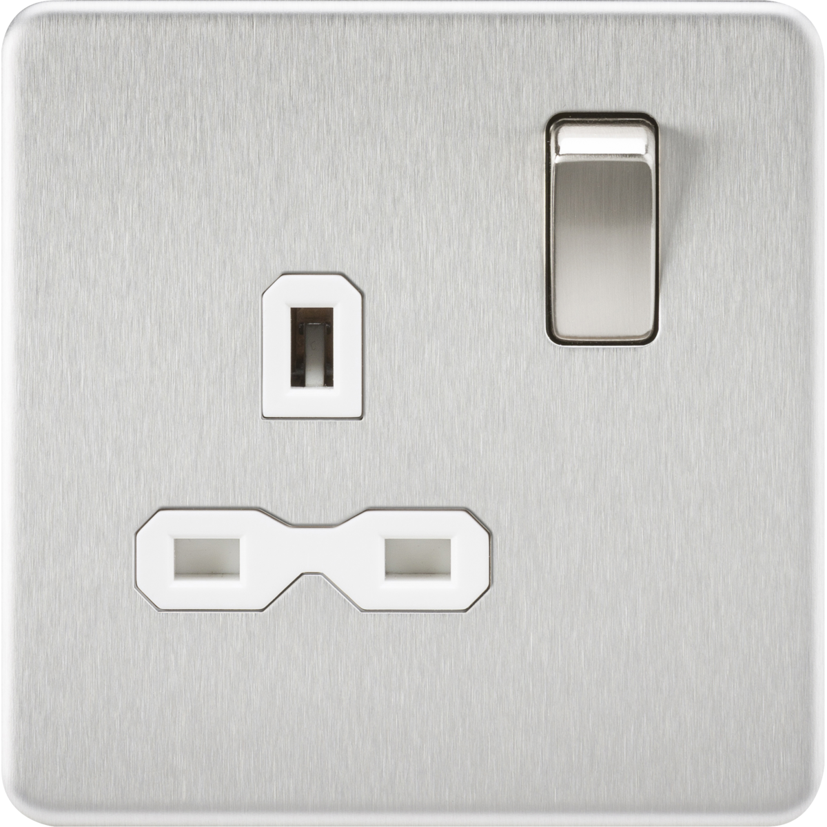 Knightsbridge SFR7000BCW 13A 1G DP Switched Socket Brushed Chrome with White Insert