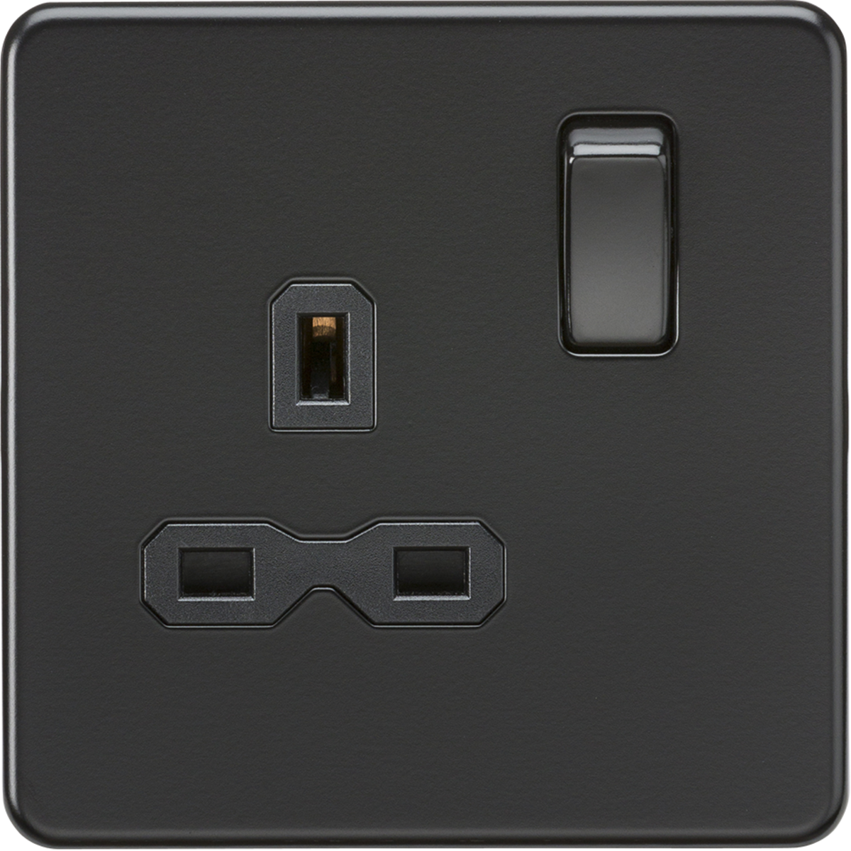 Knightsbridge SFR7000MBB 13A 1G DP Switched Socket Matt Black with Black Insert