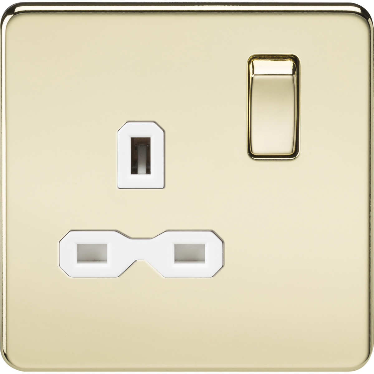 Knightsbridge SFR7000PBW 13A 1G DP Switched Socket Polished Brass with White Insert