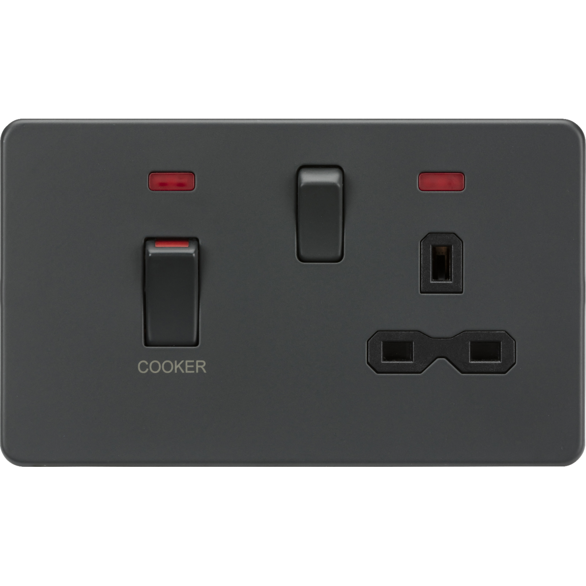 Knightsbridge SFR83MNAT 45A DP Switch & 13A Socket with Neons Anthracite