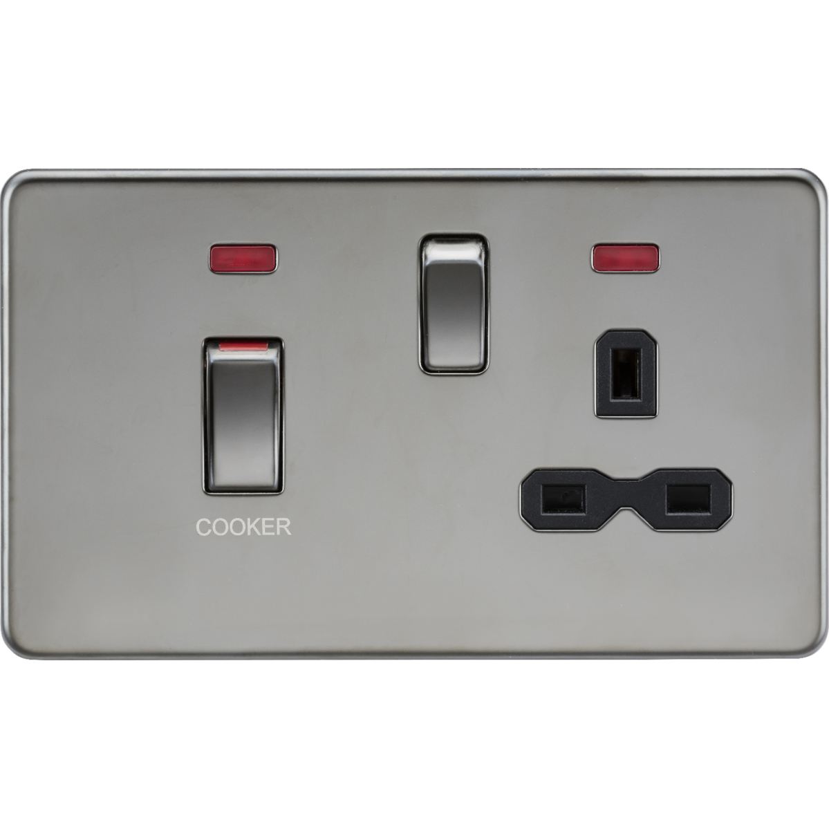 Knightsbridge SFR83MNBN 45A DP Switch & 13A Socket with Neons Black Nickel with Black Insert