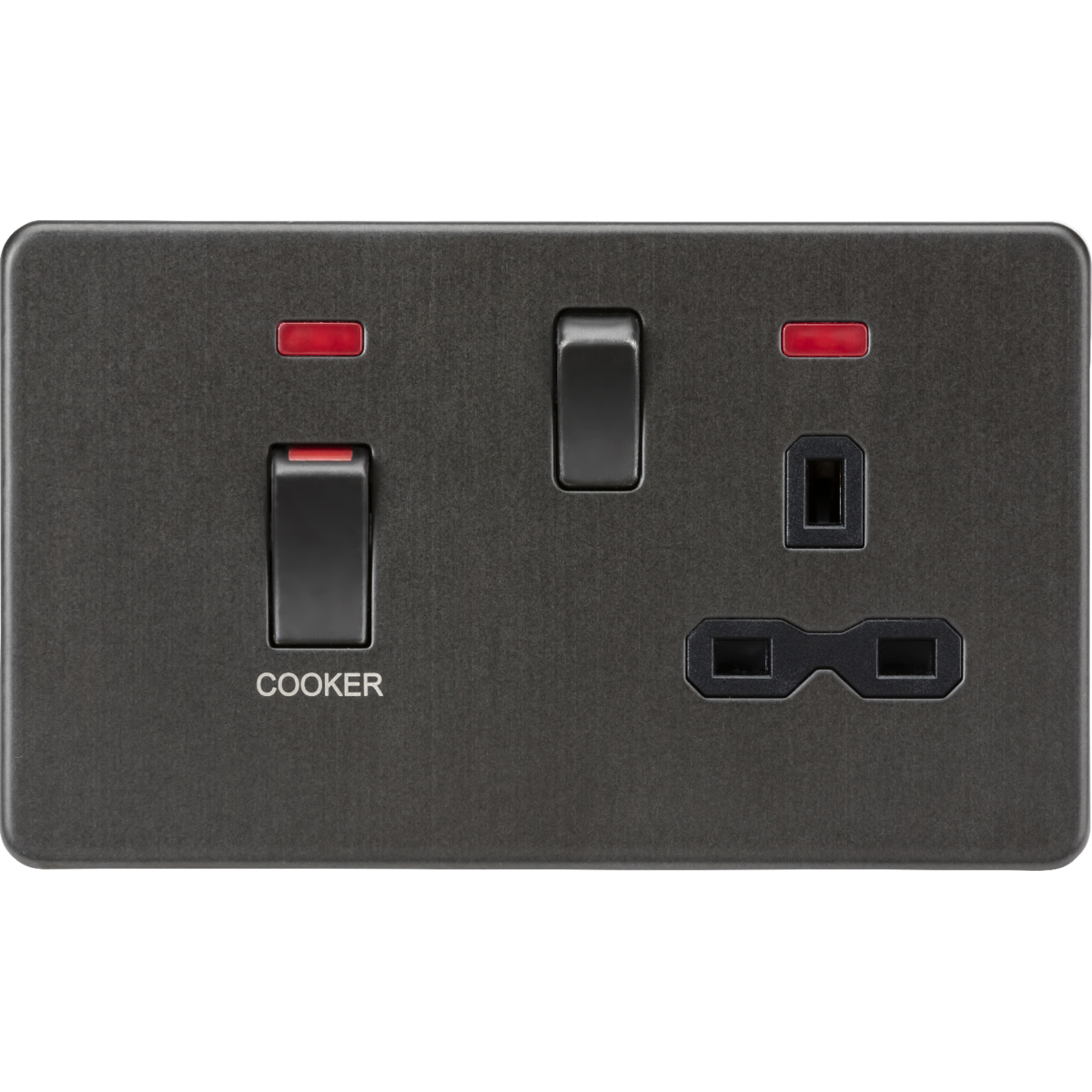 Knightsbridge SFR83MNSB 45A DP Switch & 13A Socket with Neons Smoked Bronze with Black Insert