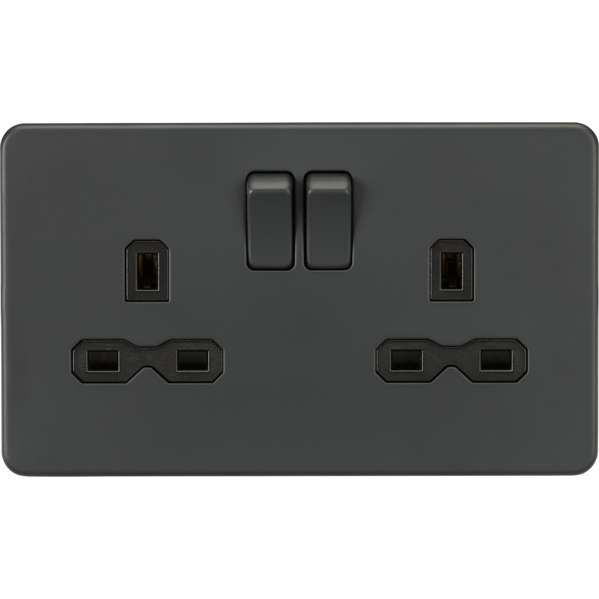Knightsbridge SFR9000AT 13A 2G DP Switched Socket with Twin Earths Anthracite with Black insert