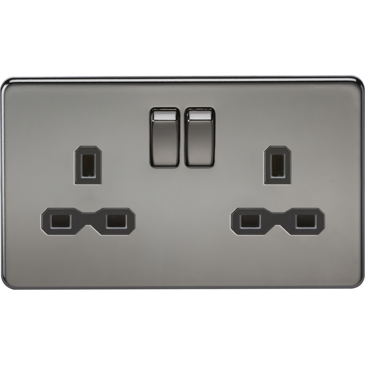 Knightsbridge SFR9000BN 13A 2G DP Switched Socket with Twin Earths Black Nickel with Black Insert