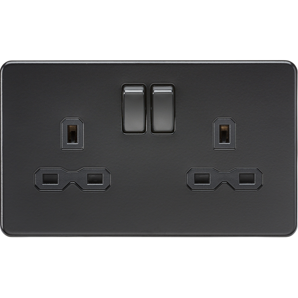 Knightsbridge SFR9000MBB 13A 2G DP Switched Socket with Twin Earths Matt Black with Black insert
