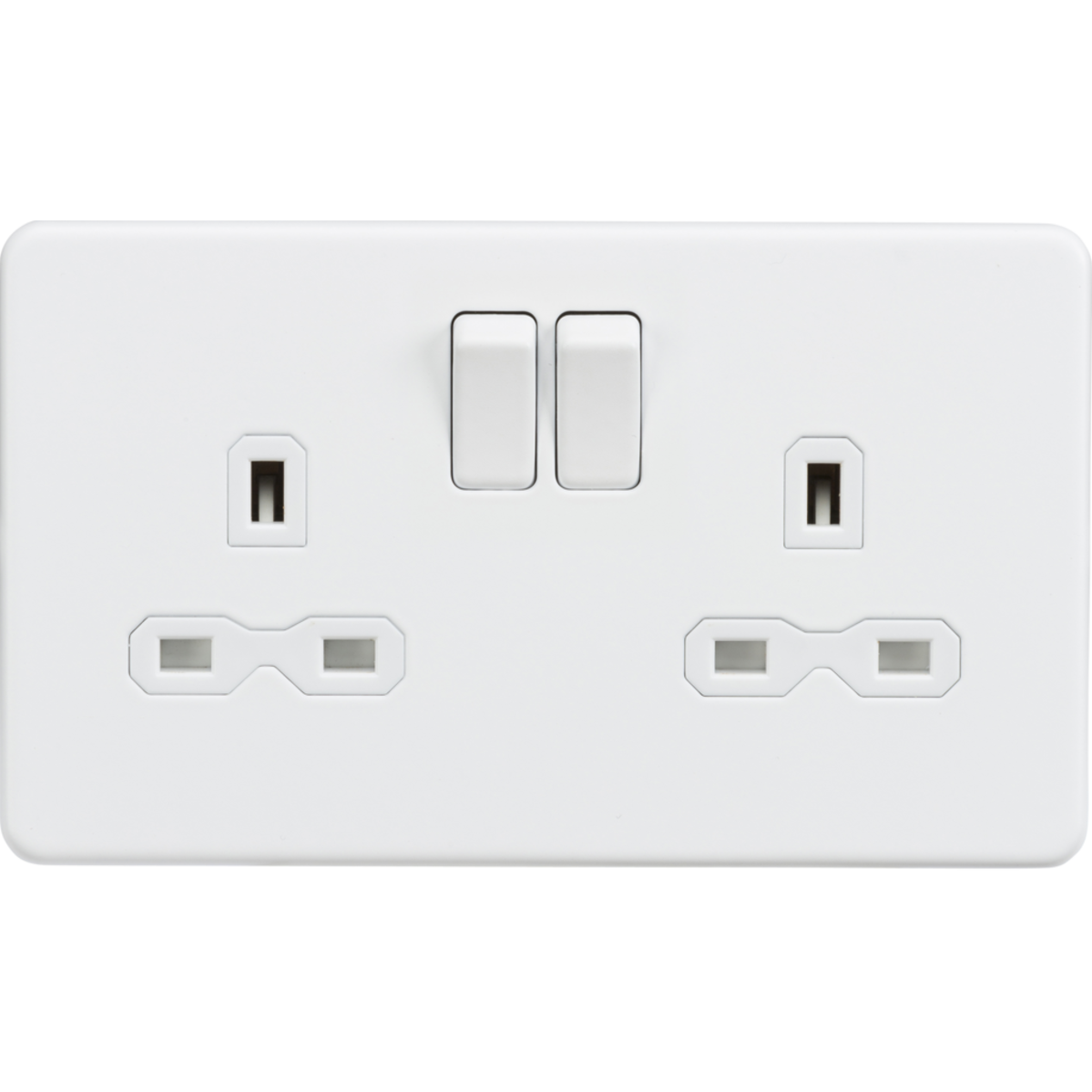 Knightsbridge SFR9000MW 13A 2G DP Switched Socket with Twin Earths Matt White with White Insert