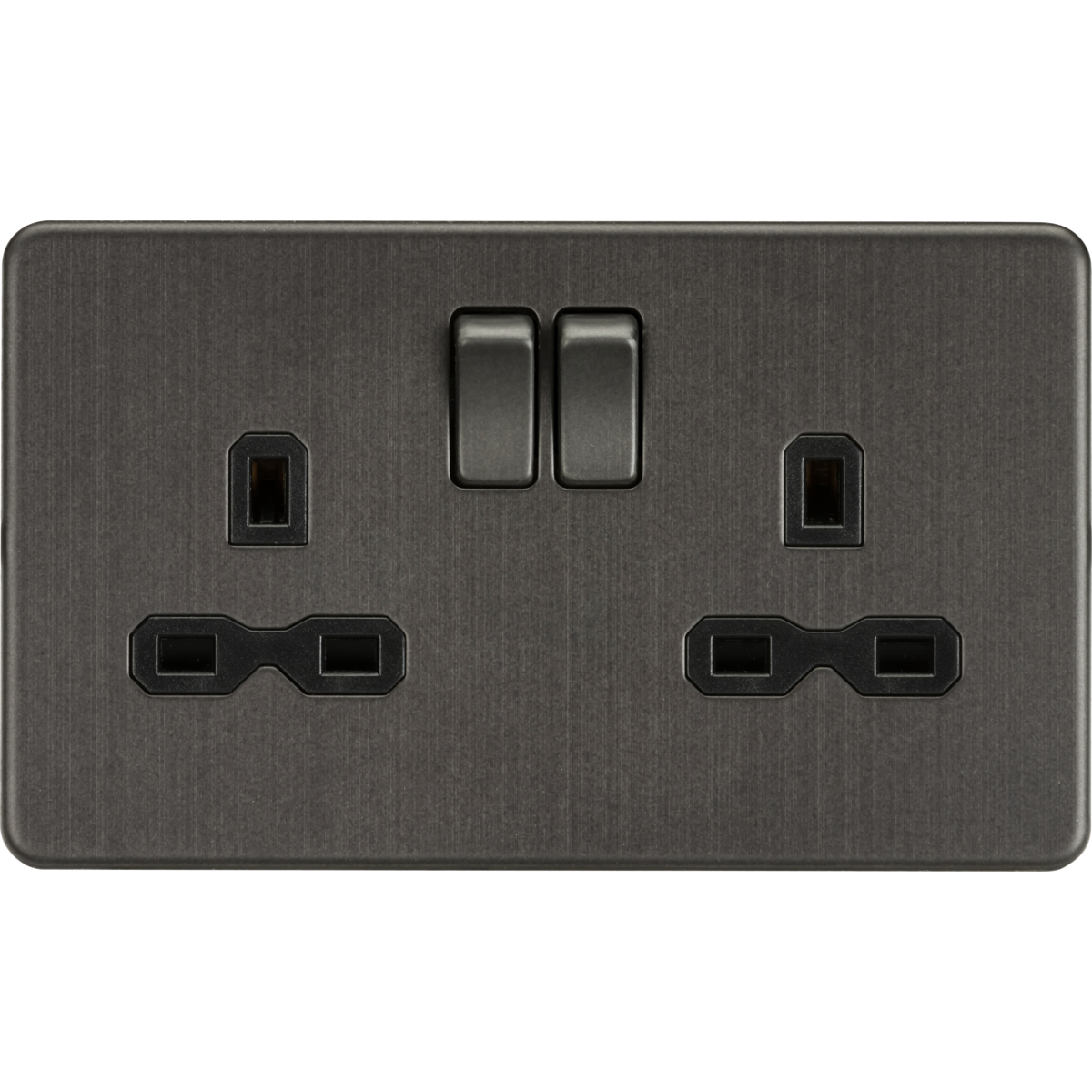 Knightsbridge SFR9000SB 13A 2G DP Switched Socket with Twin Earths Smoked Bronze with Black Insert
