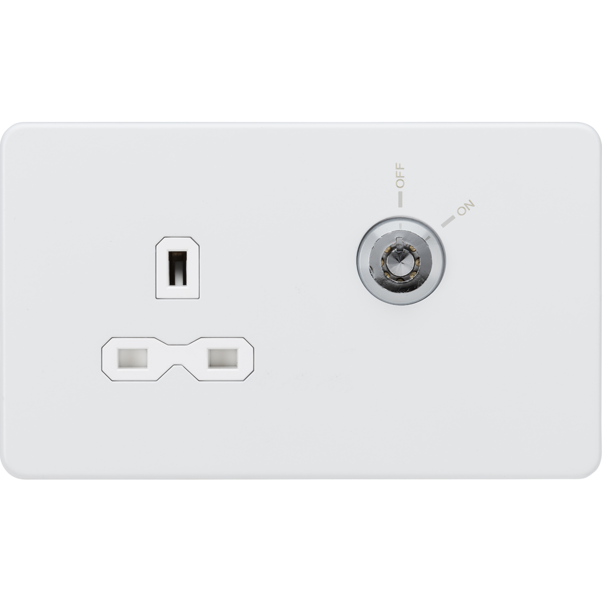 Knightsbridge SFR9LOCKMW 13A DP Key Lockable Socket (2G Plate) Matt White with White Insert
