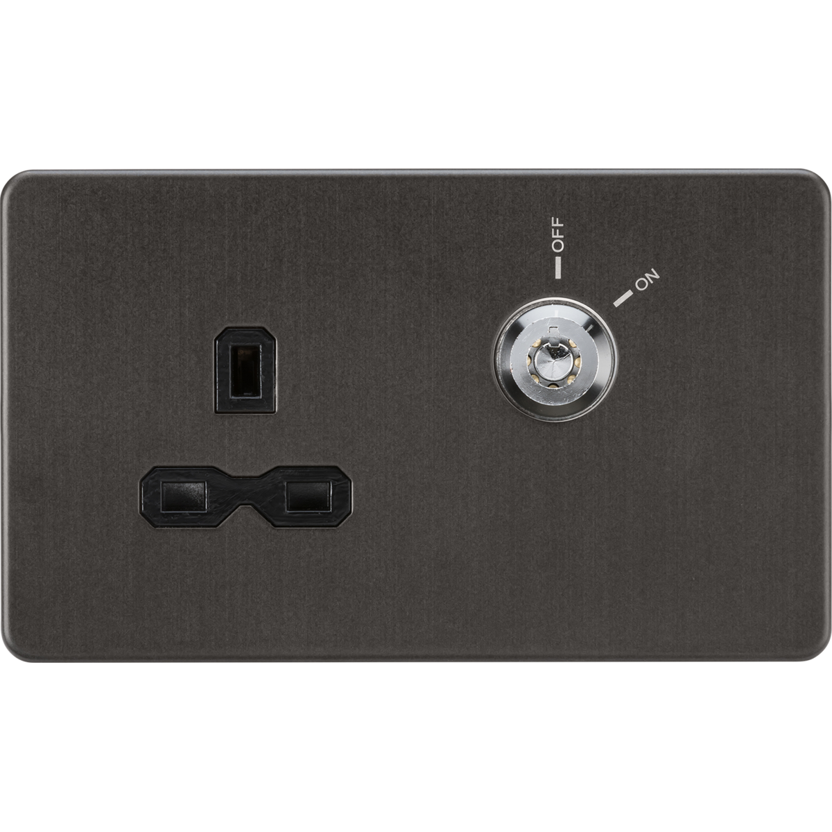Knightsbridge SFR9LOCKSB 13A DP Key Lockable Socket (2G Plate) Smoked Bronze with Black Insert