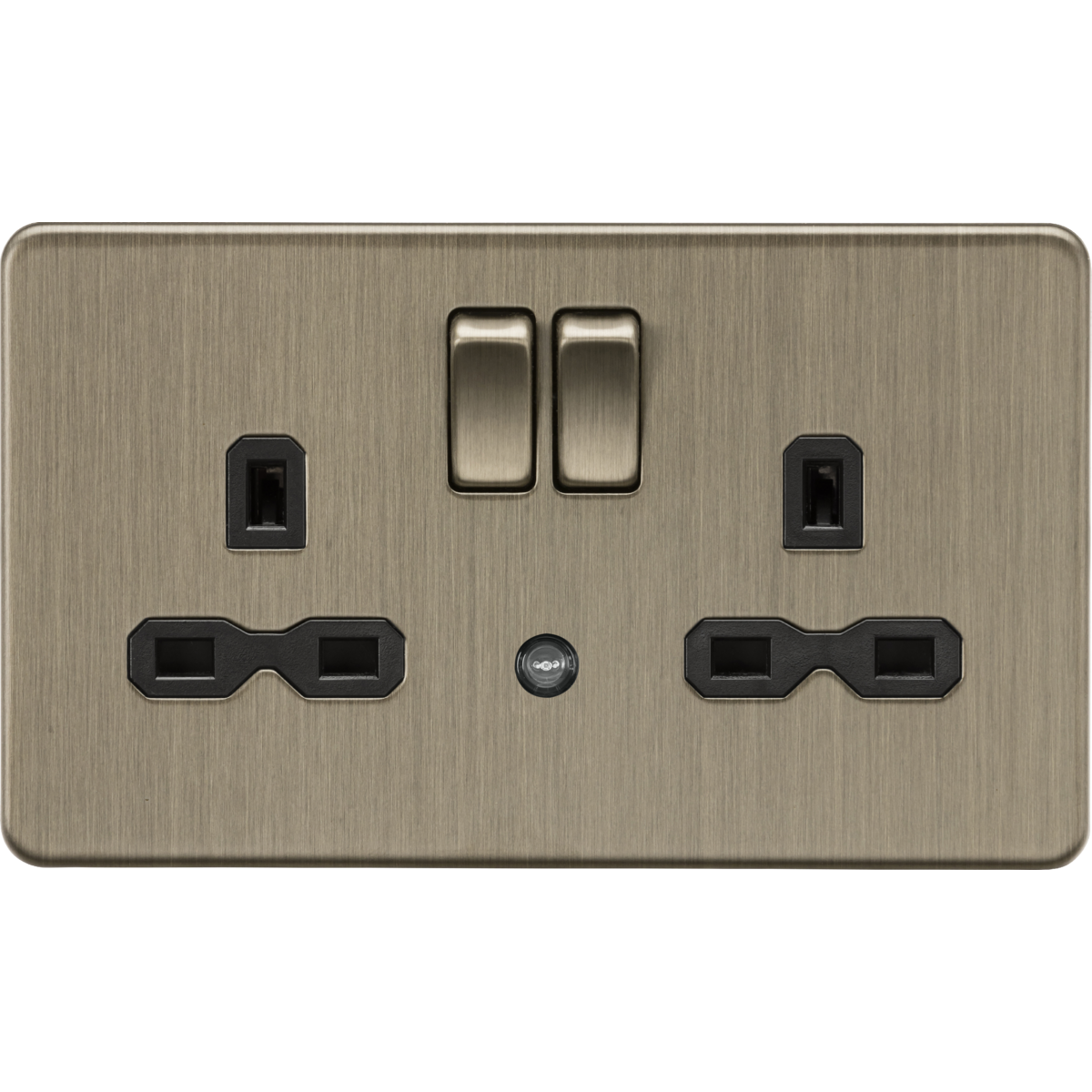 Knightsbridge SFR9NLAB 13A 2G DP switched socket with night light function Antique Brass