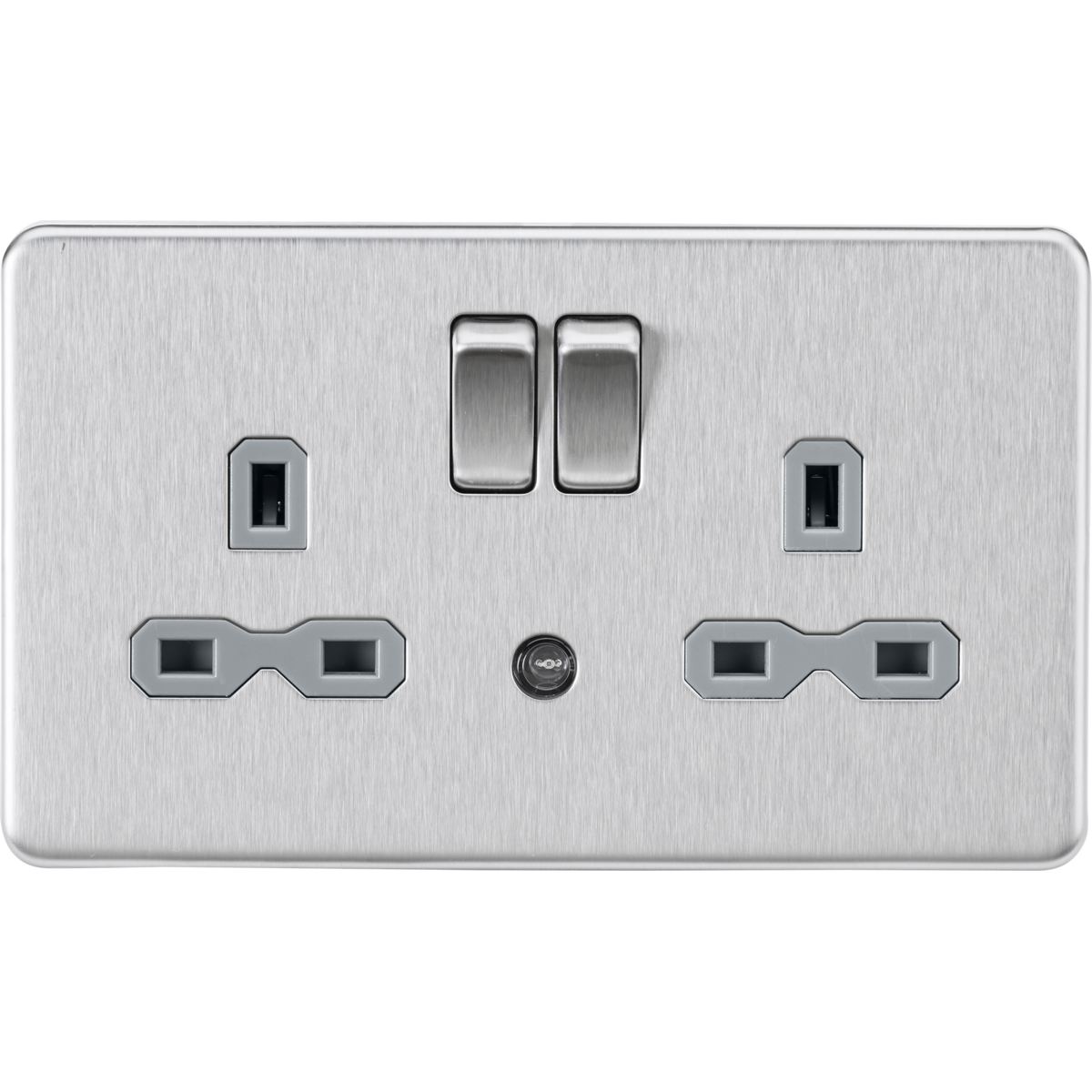 Knightsbridge SFR9NLBCG 13A 2G DP Switched Socket with Photocell Nightlight Function Brushed Chrome with Grey Insert