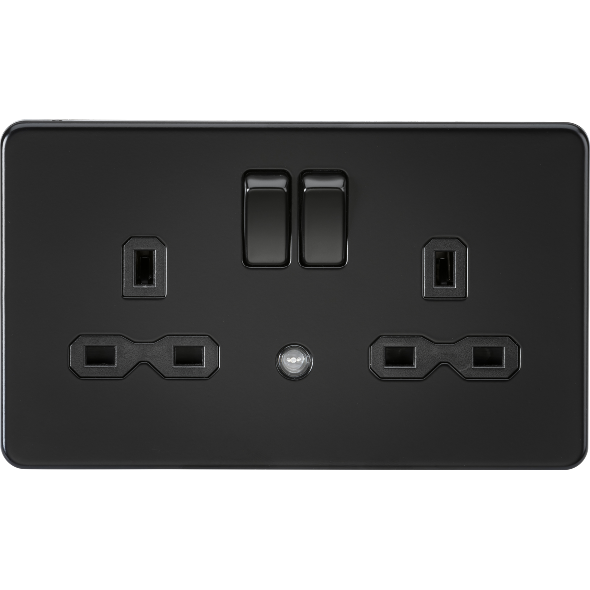 Knightsbridge SFR9NLMBB 13A 2G DP Switched Socket with Photocell Nightlight Function Matt black with Black Insert