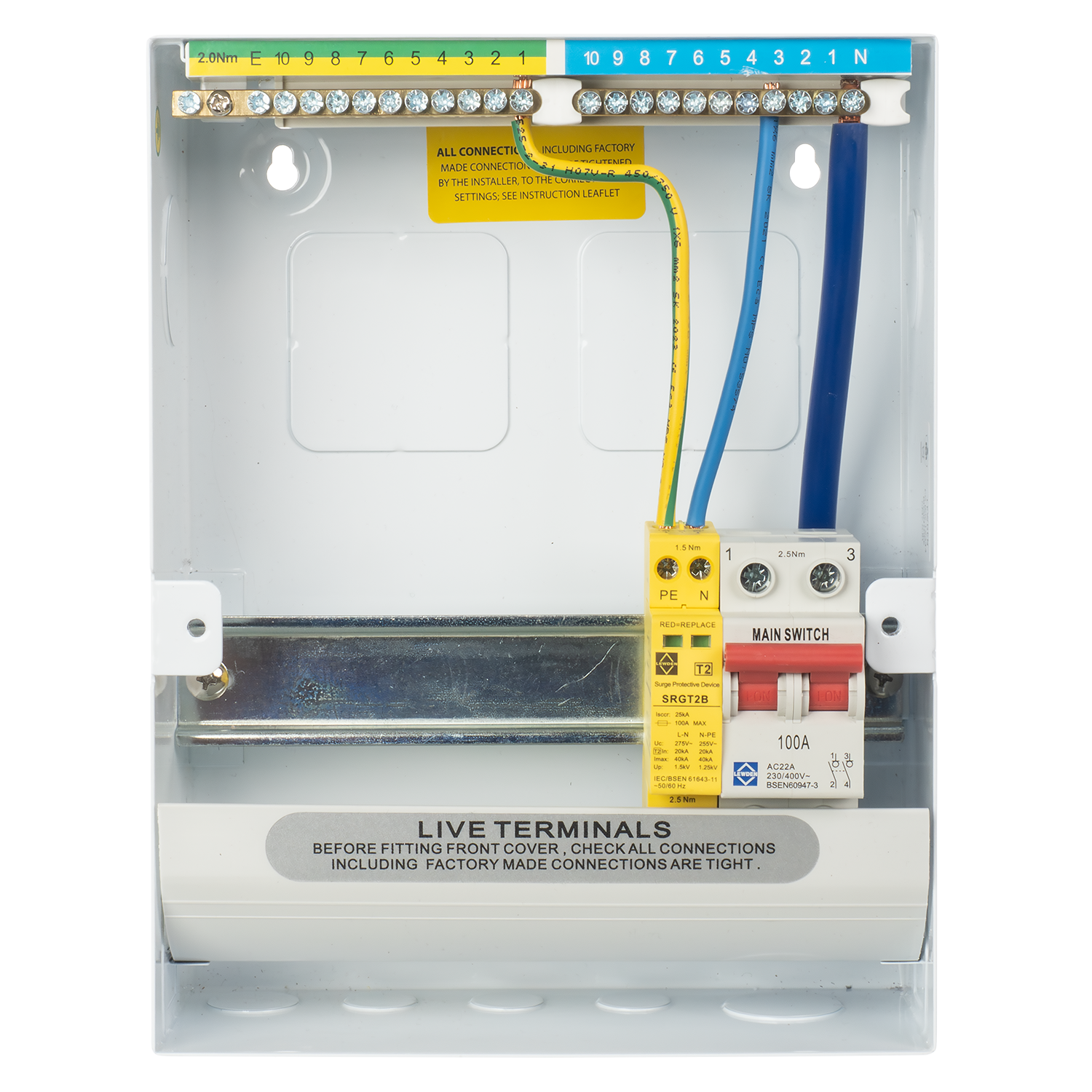 Lewden PRO-R06W-R1S 5 Way RCBO Consumer Unit with Surge Protection