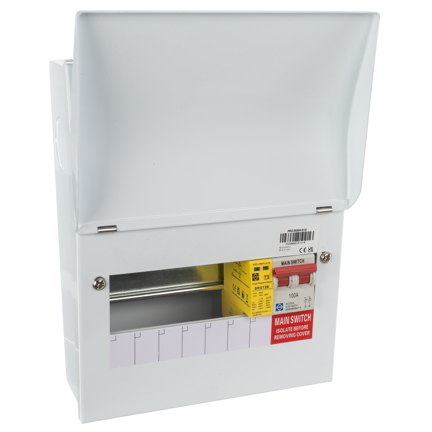 Lewden PRO-R06W-R1S 5 Way RCBO Consumer Unit with Surge Protection