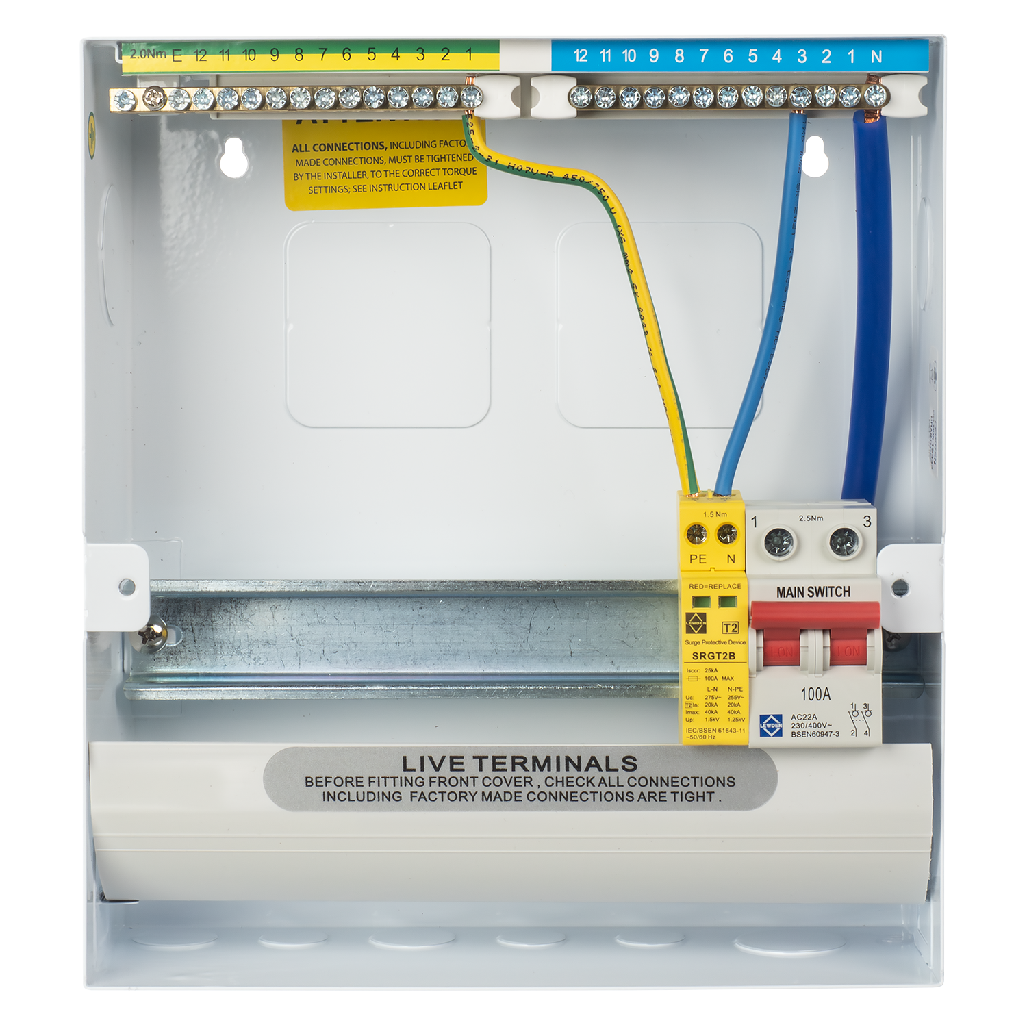 Lewden PRO-R08W-R1S 7 Way RCBO Consumer Unit with Surge Protection