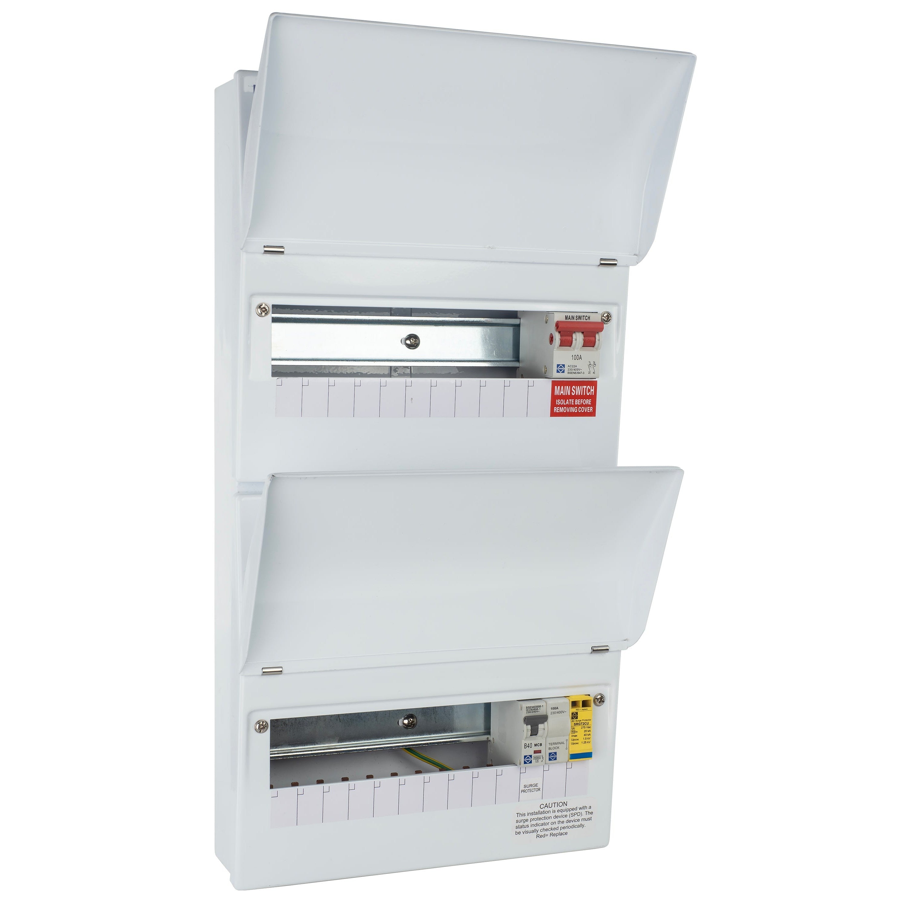 Lewden PRO-R22W-R1S 11+10 Useable Way Dual Row Consumer Unit with SPD