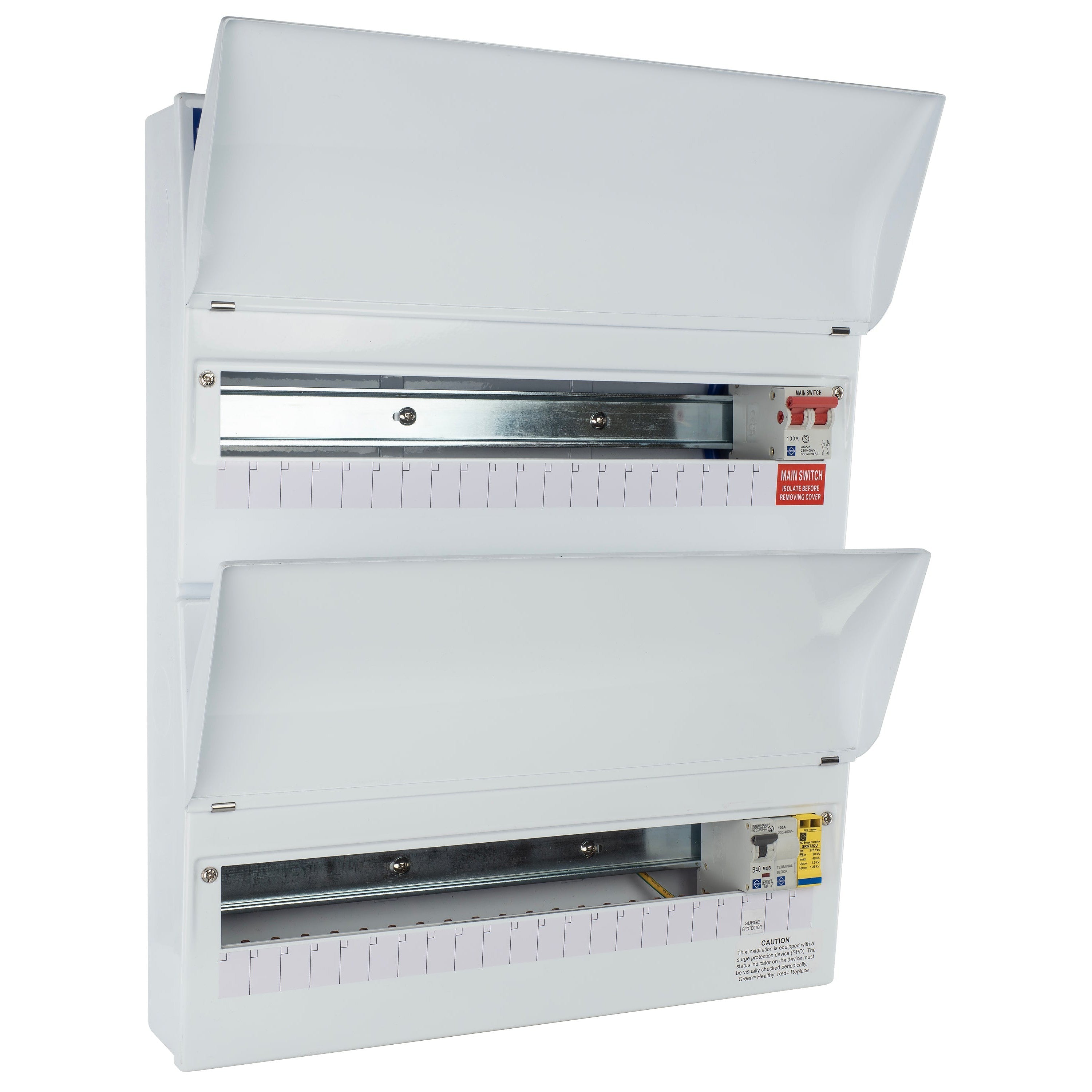 Lewden PRO-R40W-R1S 20+19 Useable Way Dual Row Consumer Unit with SPD