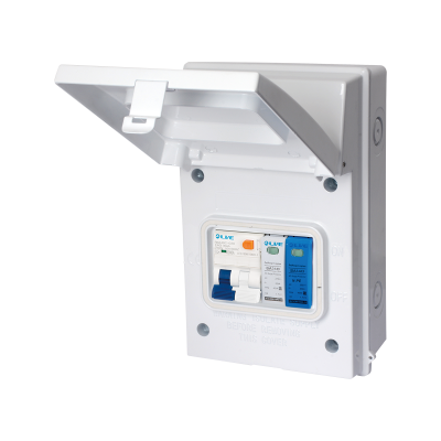 Live Electrical AGU4-SNR 4 Way IP65 White Metal Garage/EV Charging Unit with 40A Type A DP RCBO C Curve & 20/40kA 1P+N Surge Protective Device