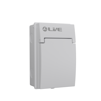 Live Electrical AGU4-SP 4 Way IP65 White Metal Garage Unit with 100A Main Switch & 20/40kA DP Type 2 SPD